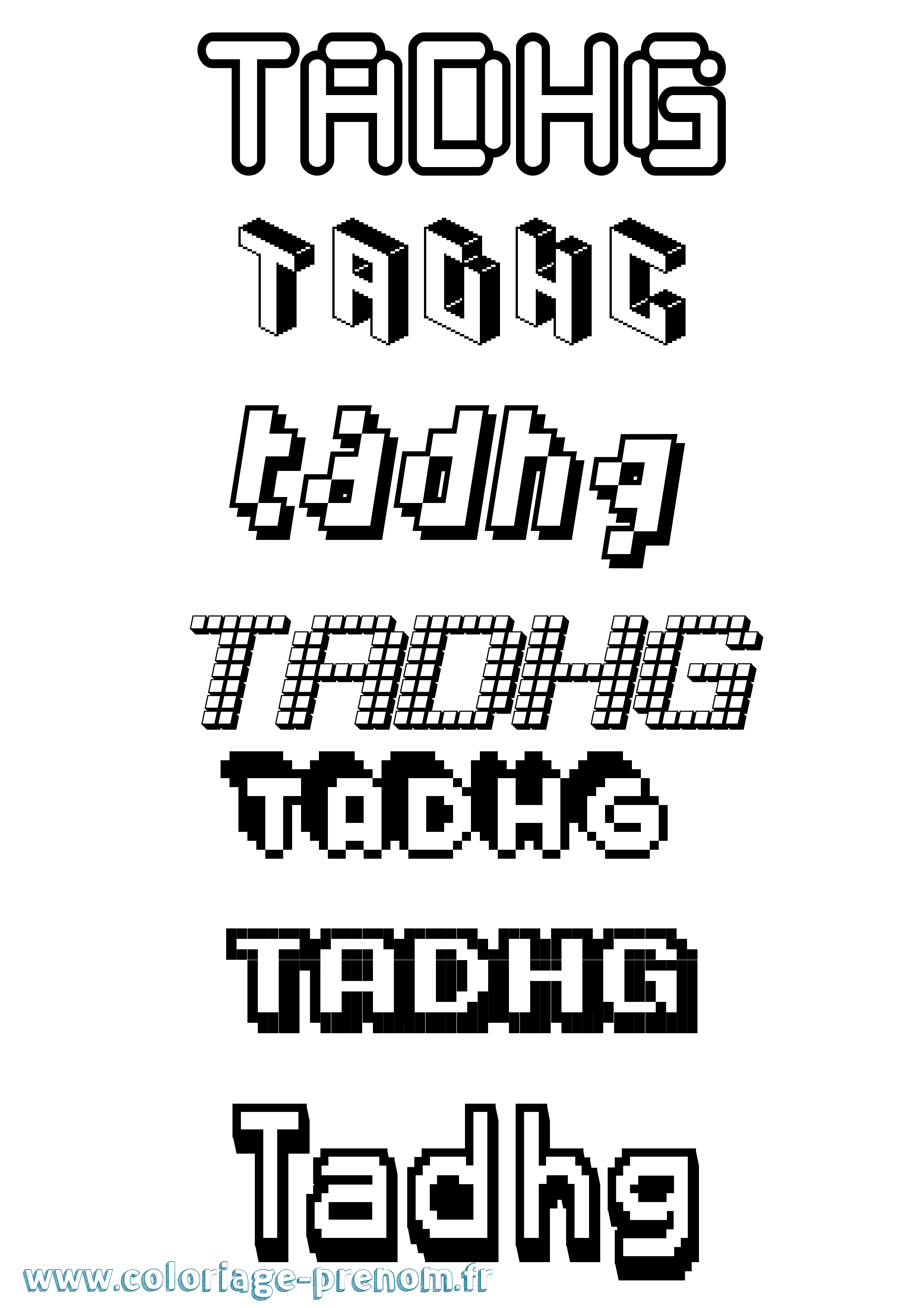 Coloriage prénom Tadhg Pixel
