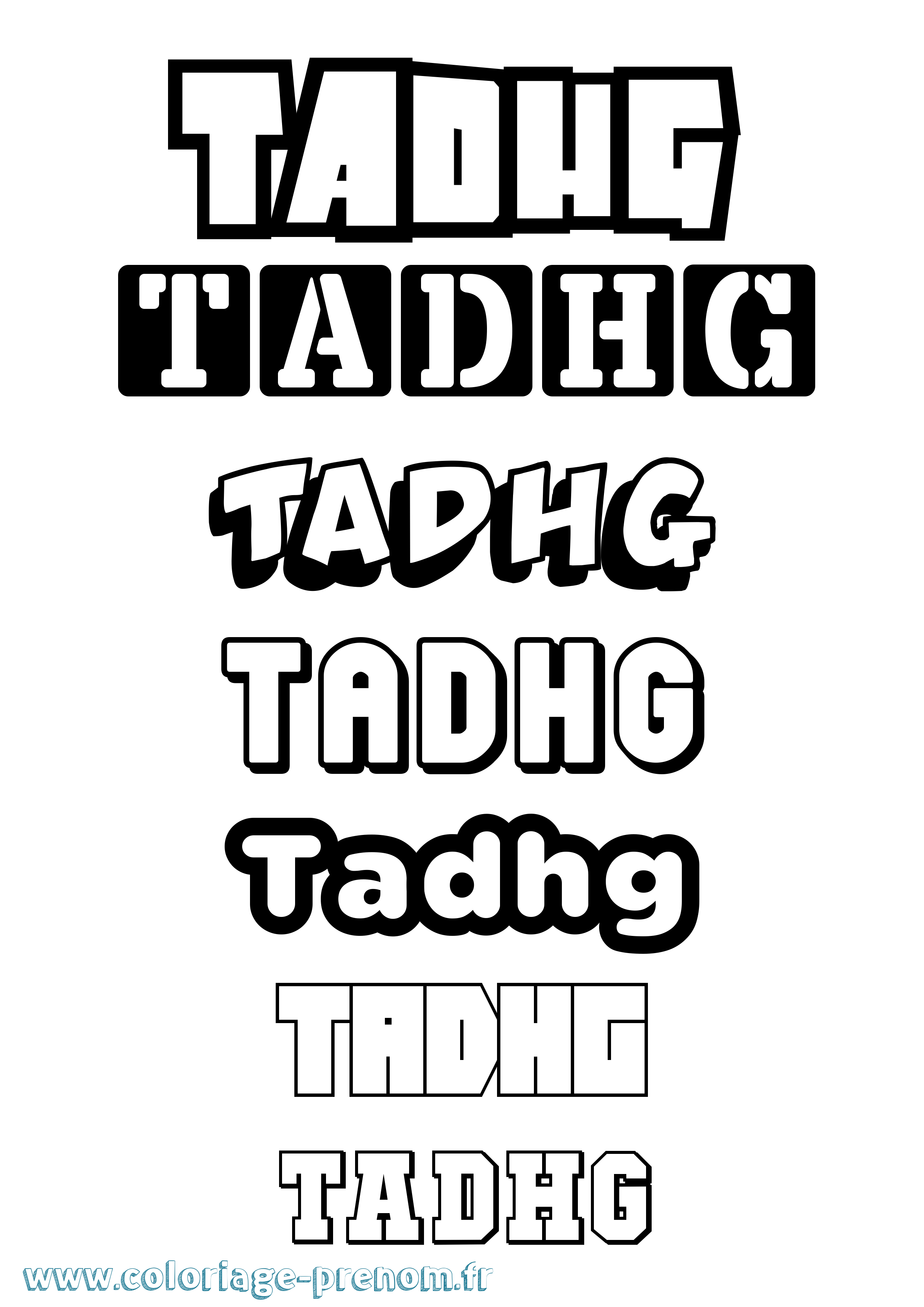 Coloriage Tadhg Simple Coloriage prénom Tadhg Simple