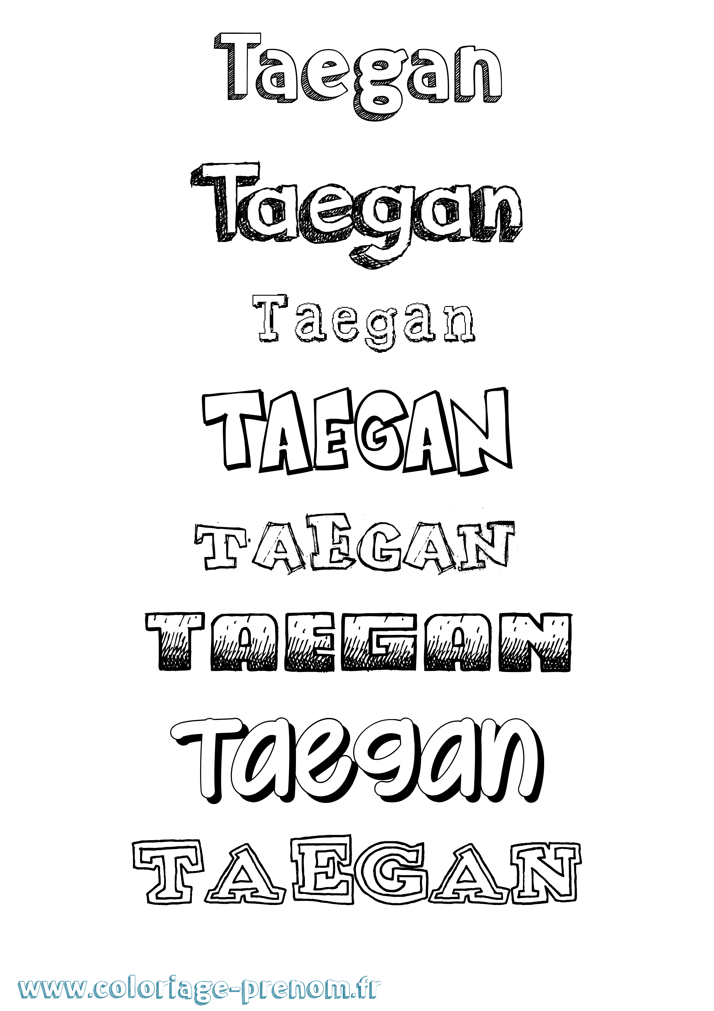 Coloriage prénom Taegan Dessiné