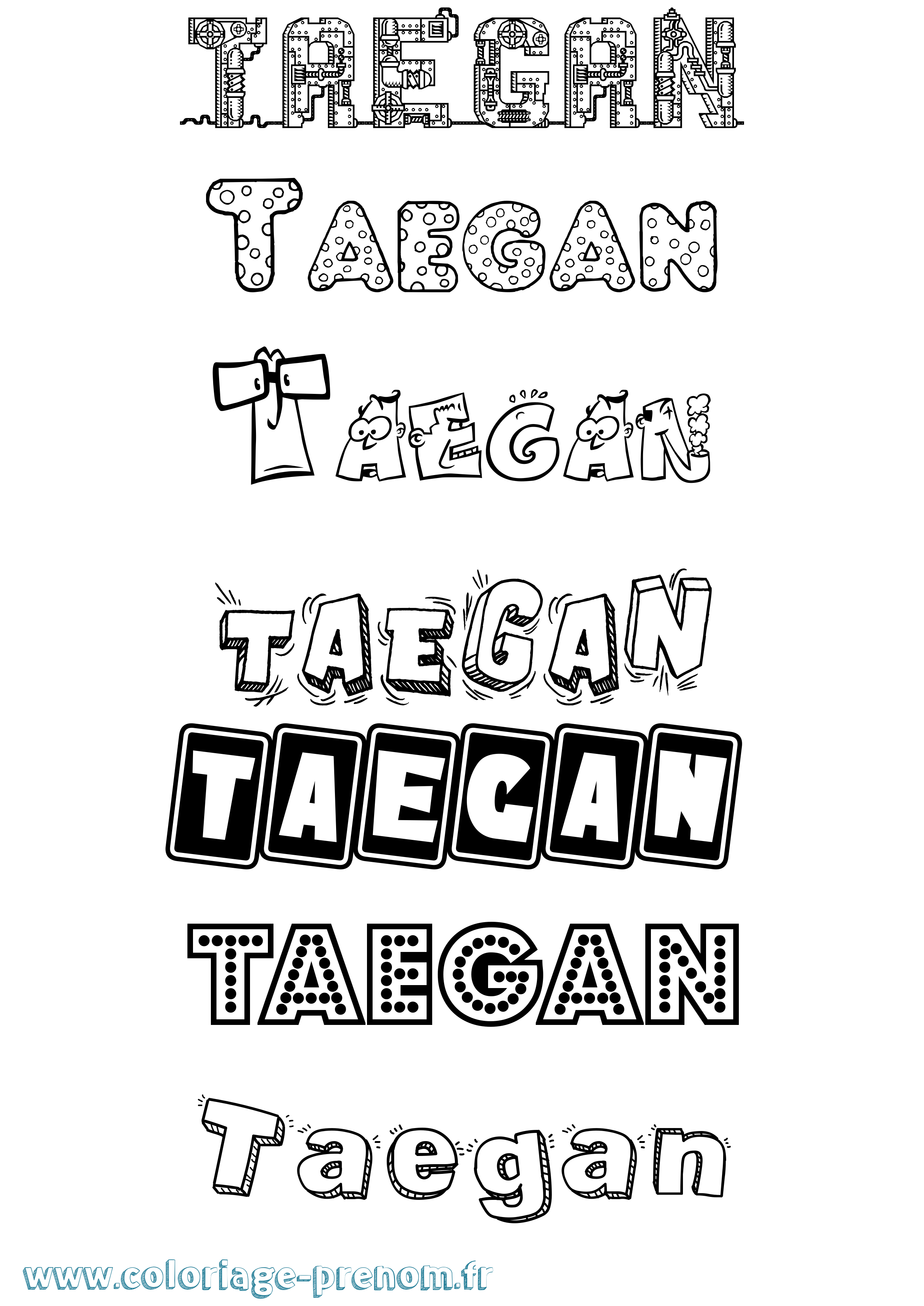 Coloriage prénom Taegan Fun