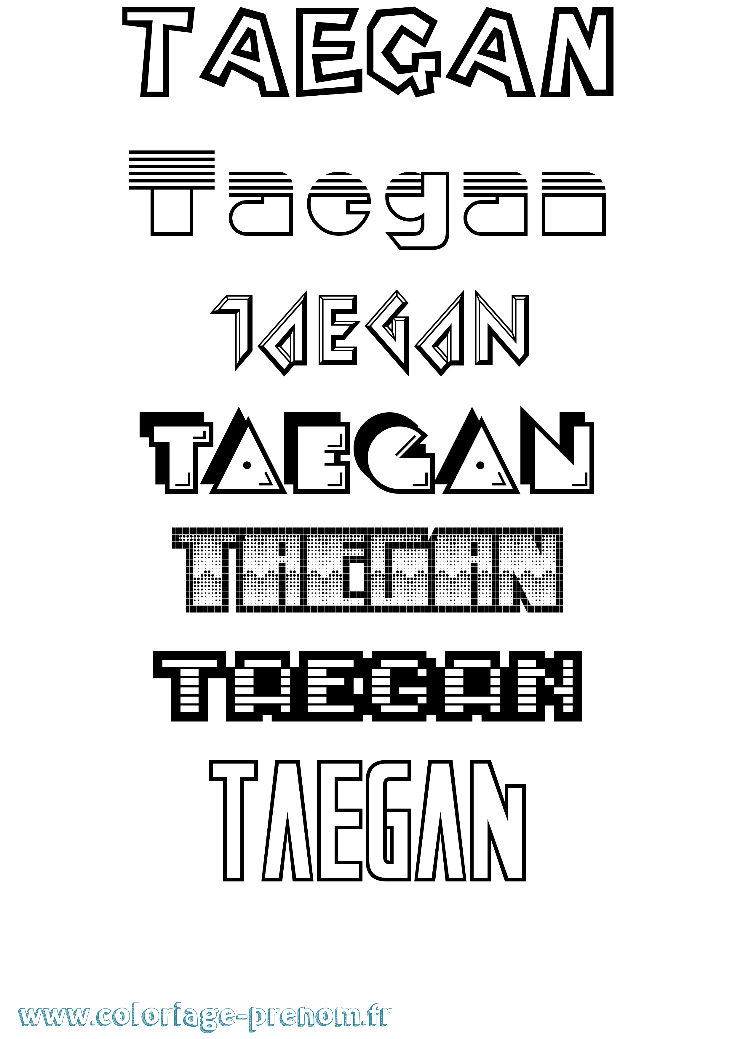 Coloriage prénom Taegan Jeux Vidéos