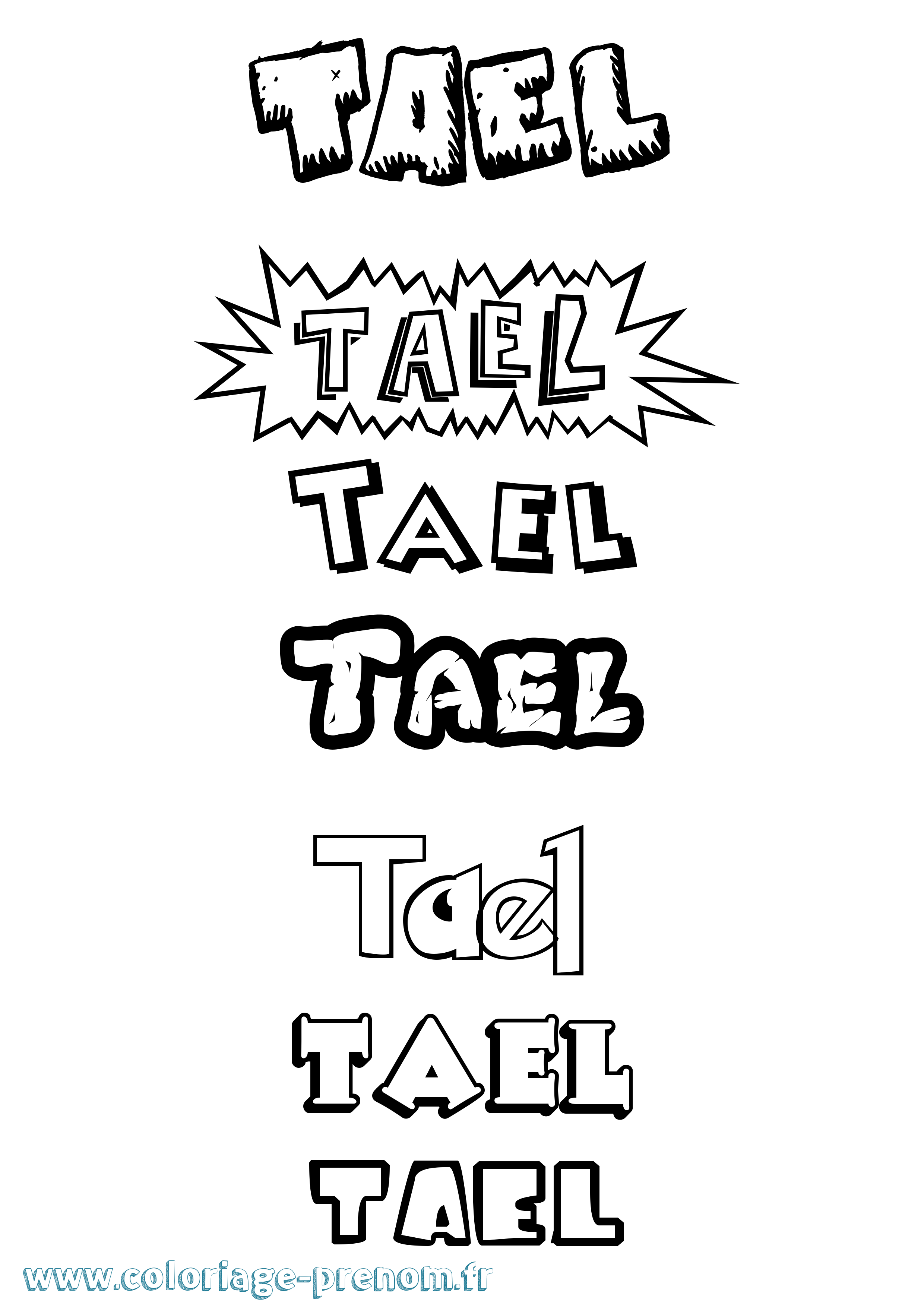 Coloriage Tael Dessin Animé Coloriage prénom Tael Dessin Animé