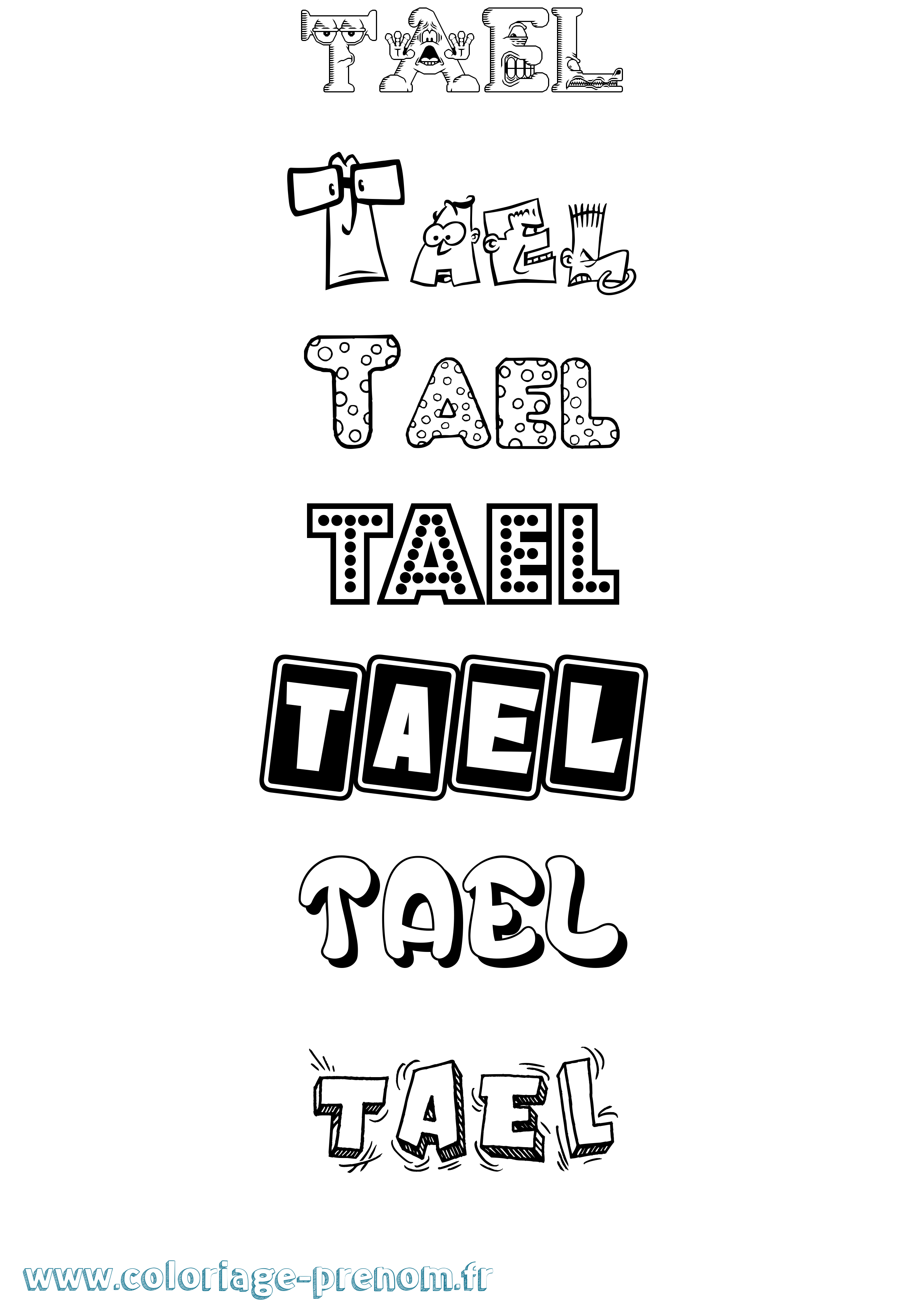 Coloriage Tael Fun Coloriage prénom Tael Fun