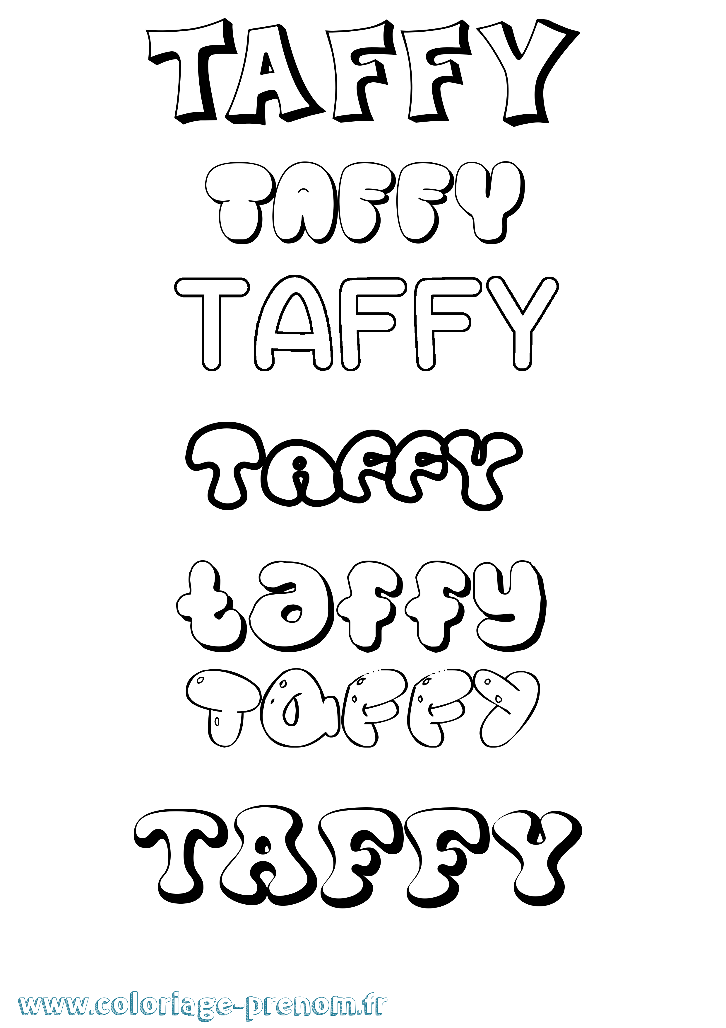 Coloriage prénom Taffy Bubble