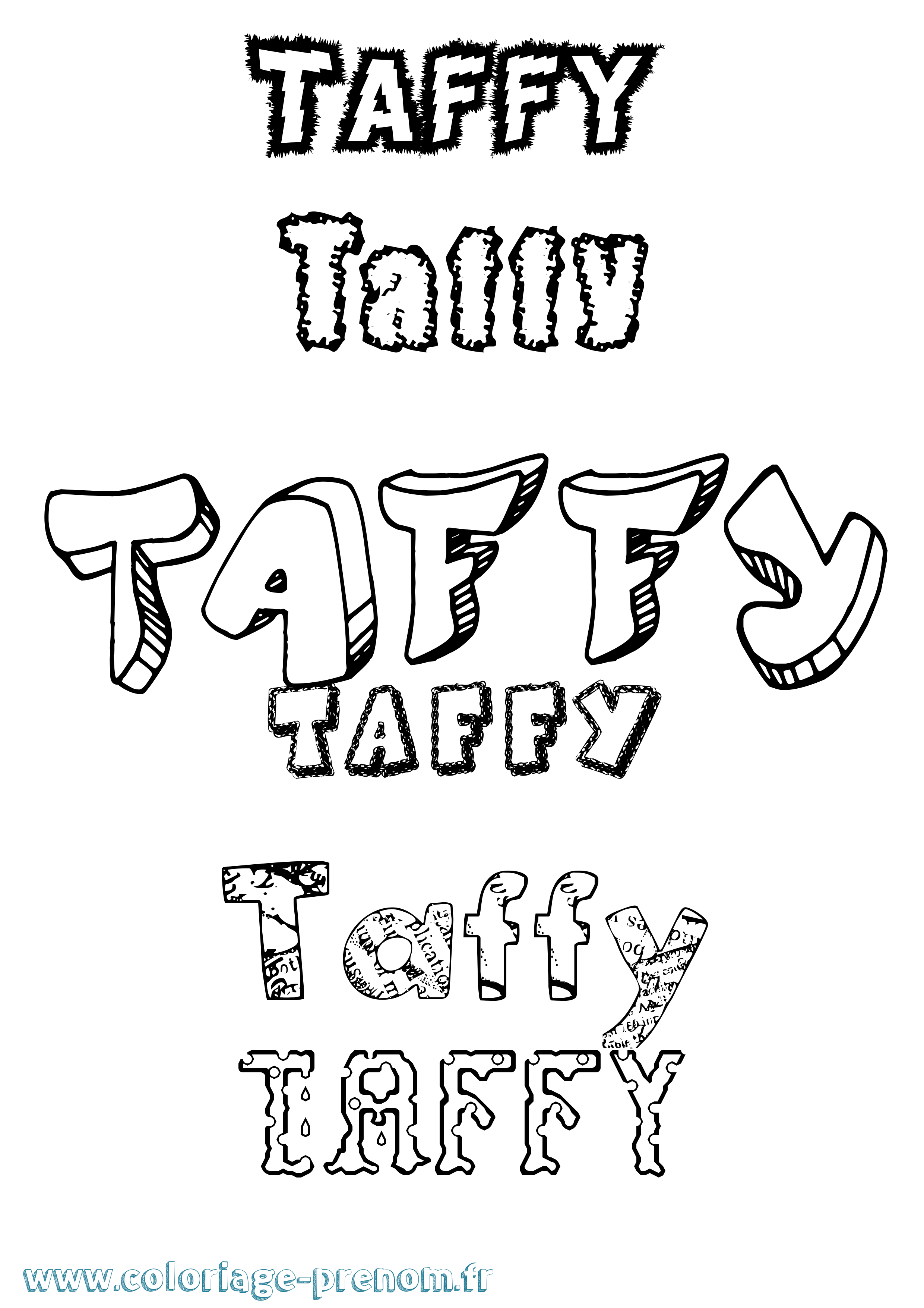 Coloriage prénom Taffy Destructuré