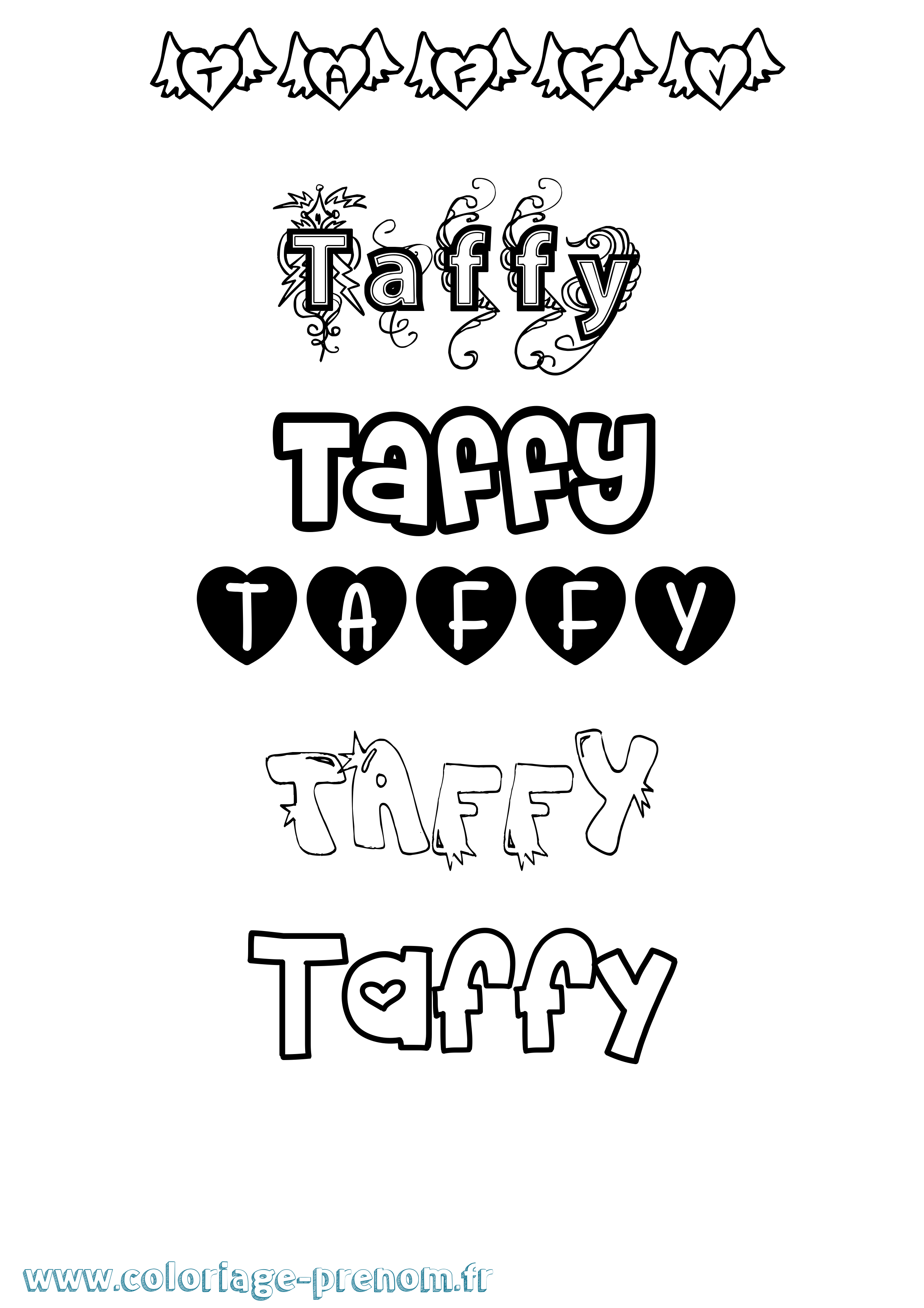 Coloriage prénom Taffy Girly
