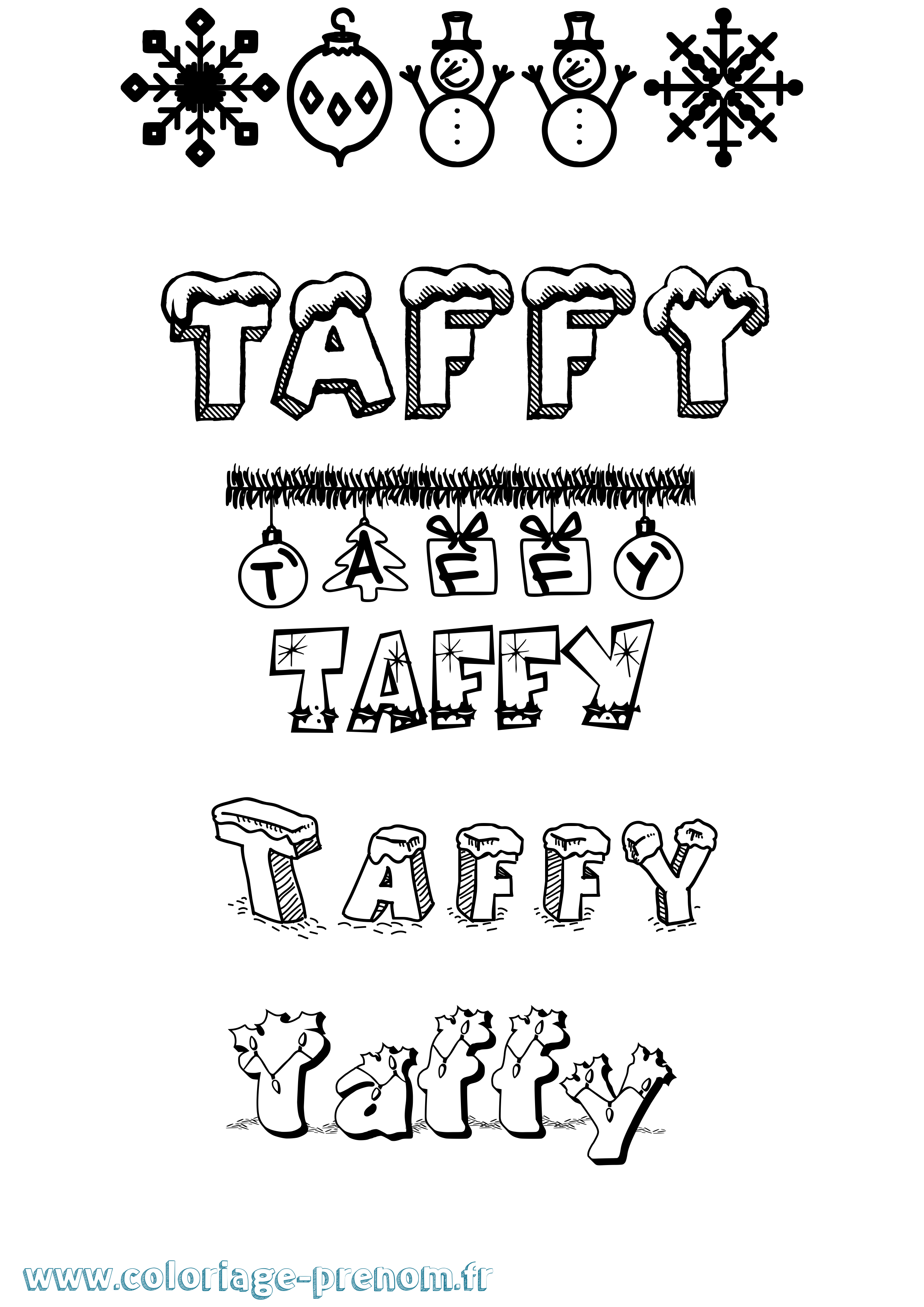Coloriage prénom Taffy Noël