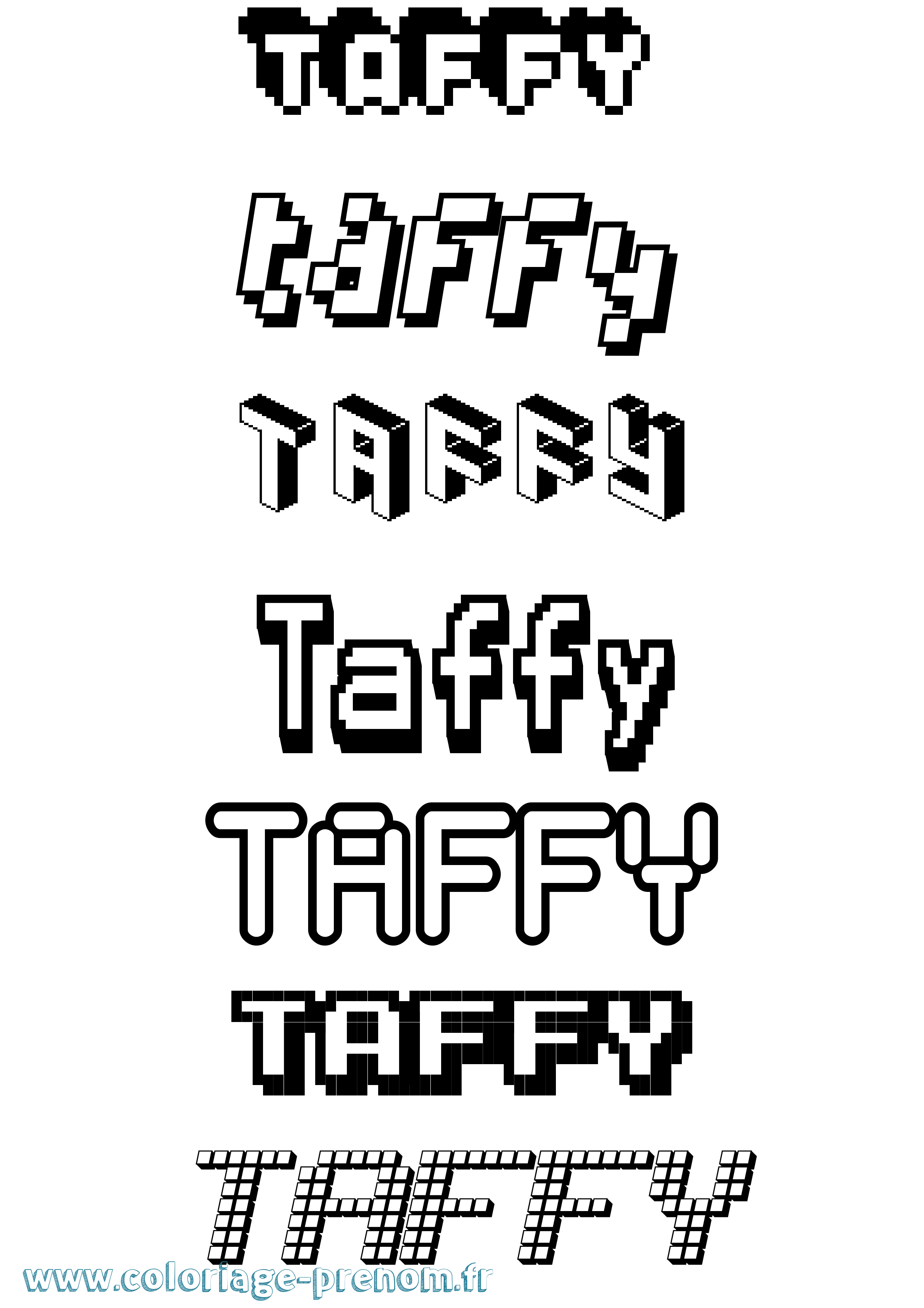 Coloriage prénom Taffy Pixel