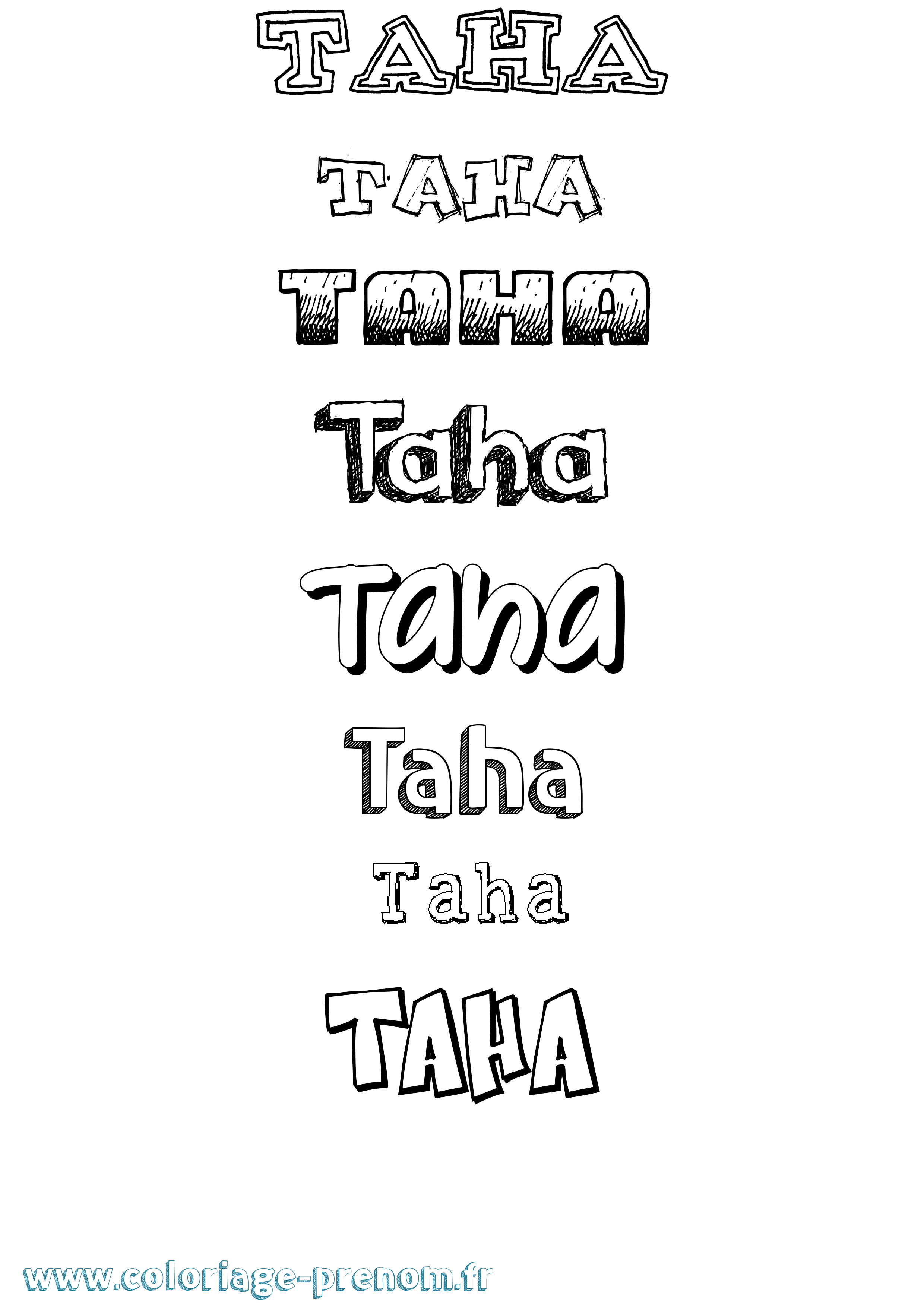 Coloriage prénom Taha
