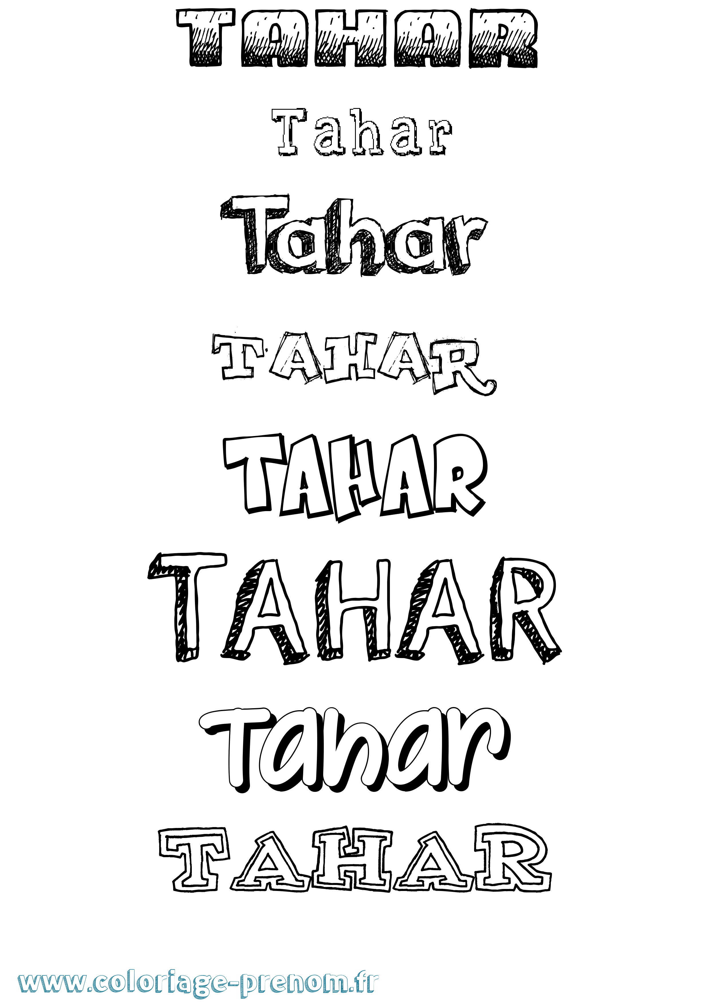 Coloriage prénom Tahar Dessiné