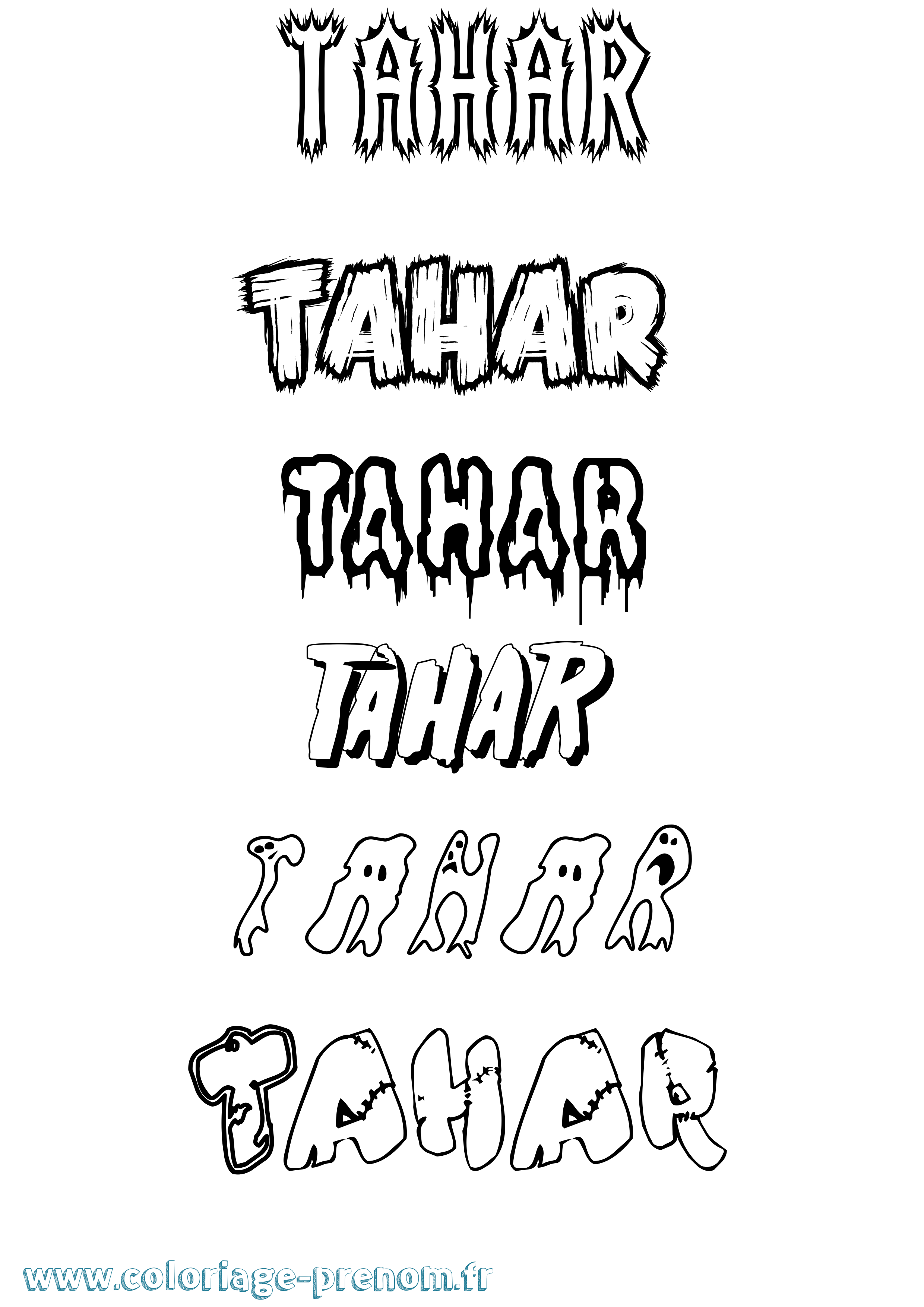 Coloriage prénom Tahar Frisson