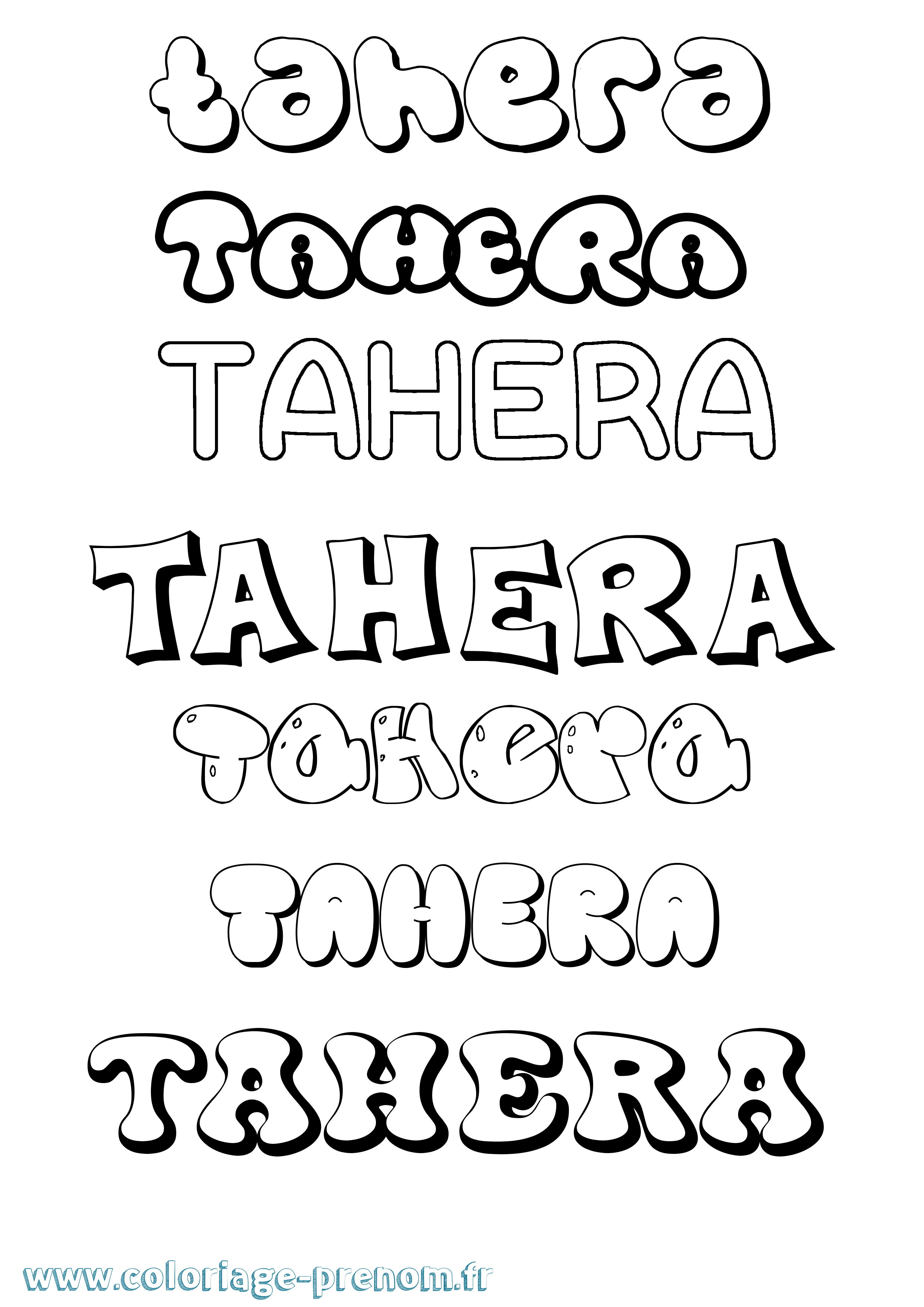 Coloriage Tahera Bubble Coloriage prénom Tahera Bubble