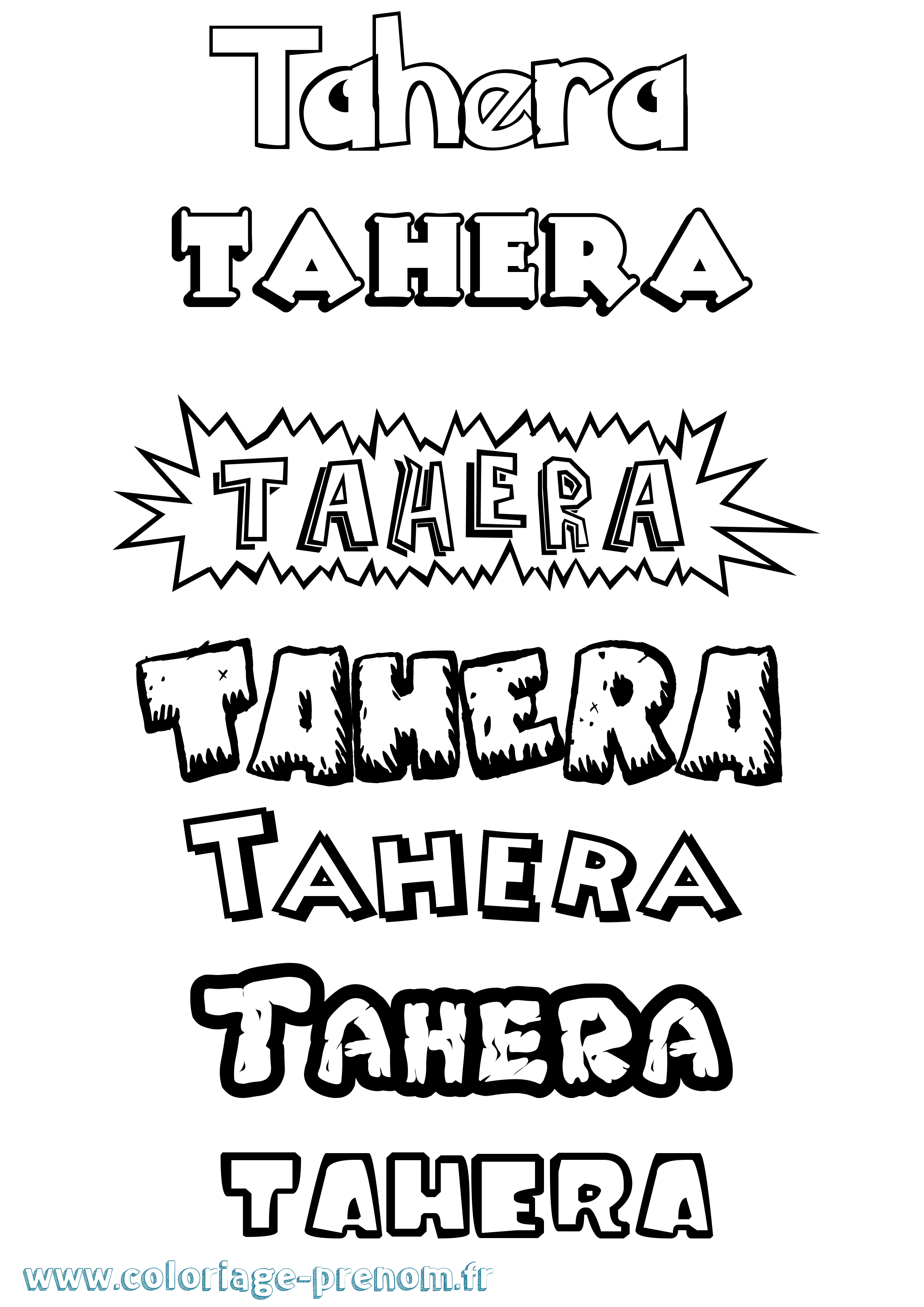 Coloriage prénom Tahera Dessin Animé