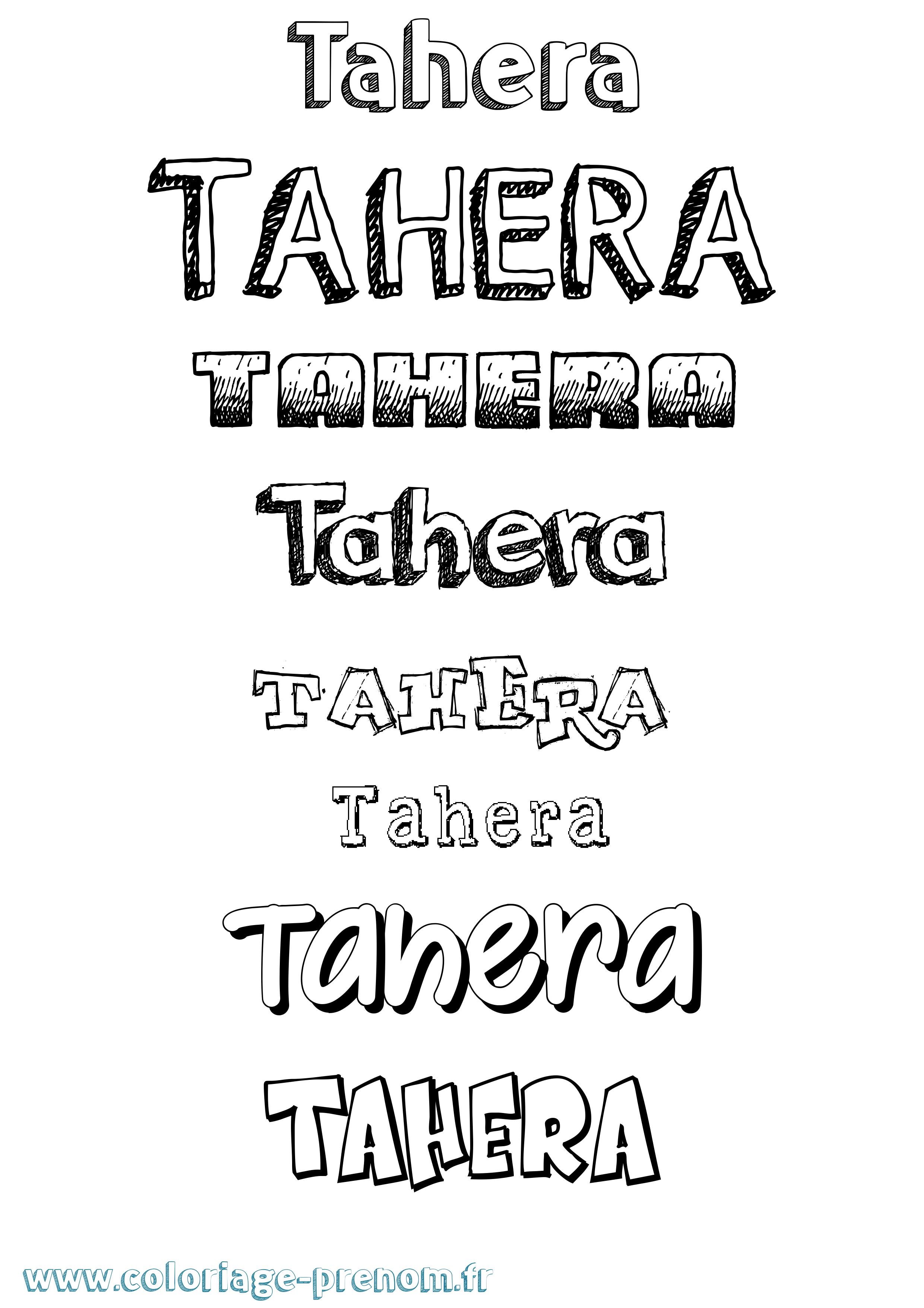 Coloriage prénom Tahera Dessiné