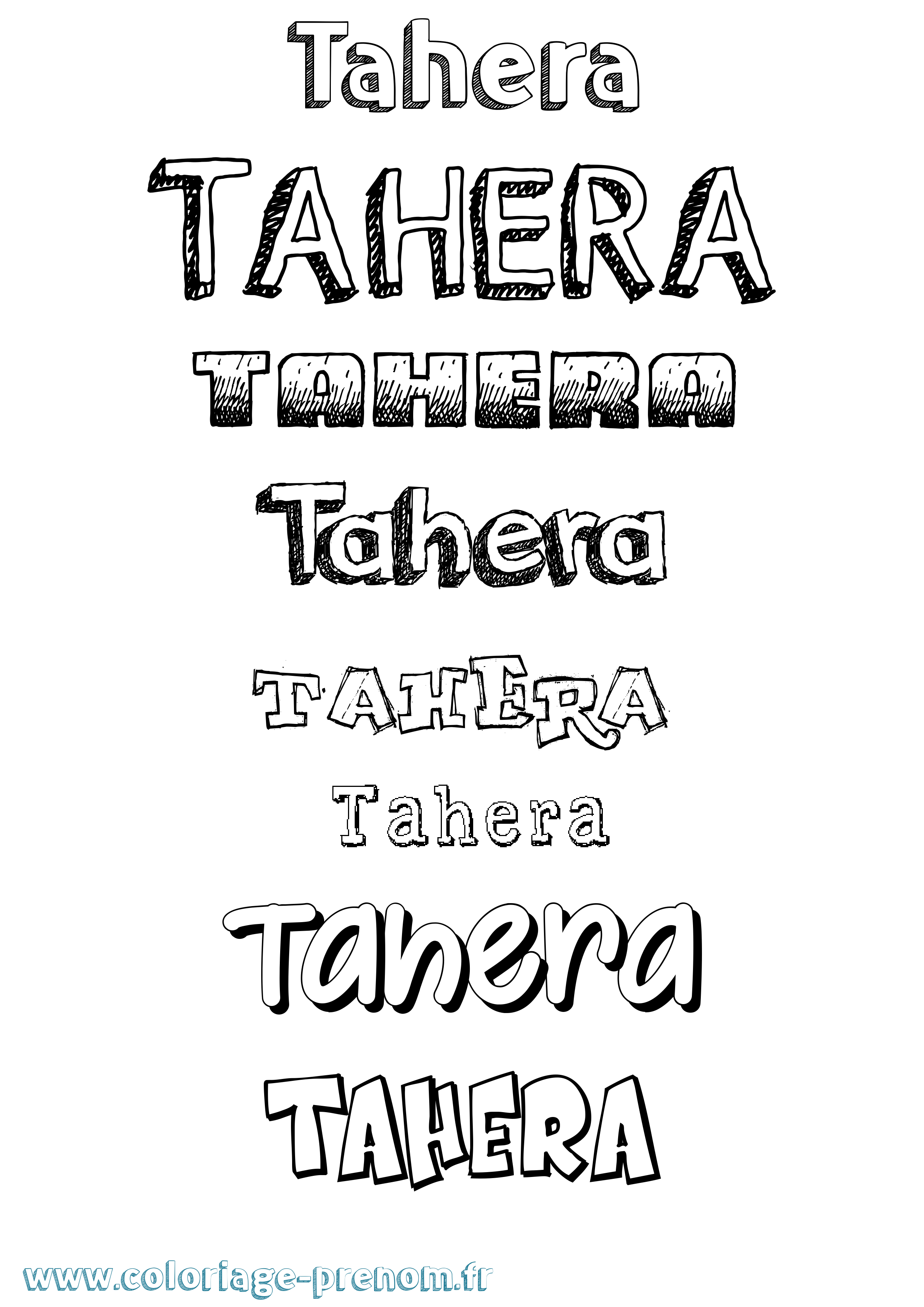 Coloriage Tahera Dessiné Coloriage prénom Tahera Dessiné