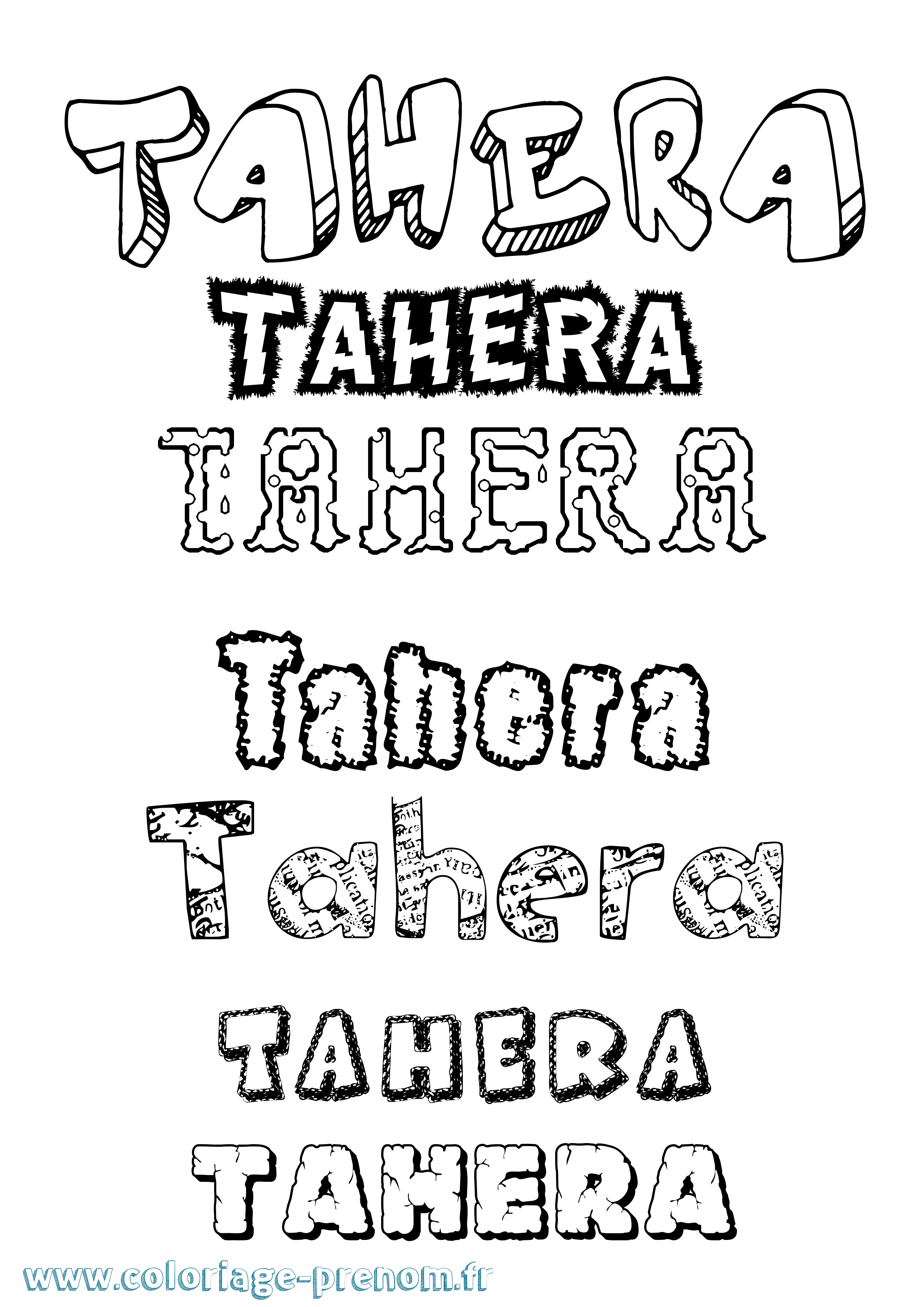 Coloriage prénom Tahera Destructuré