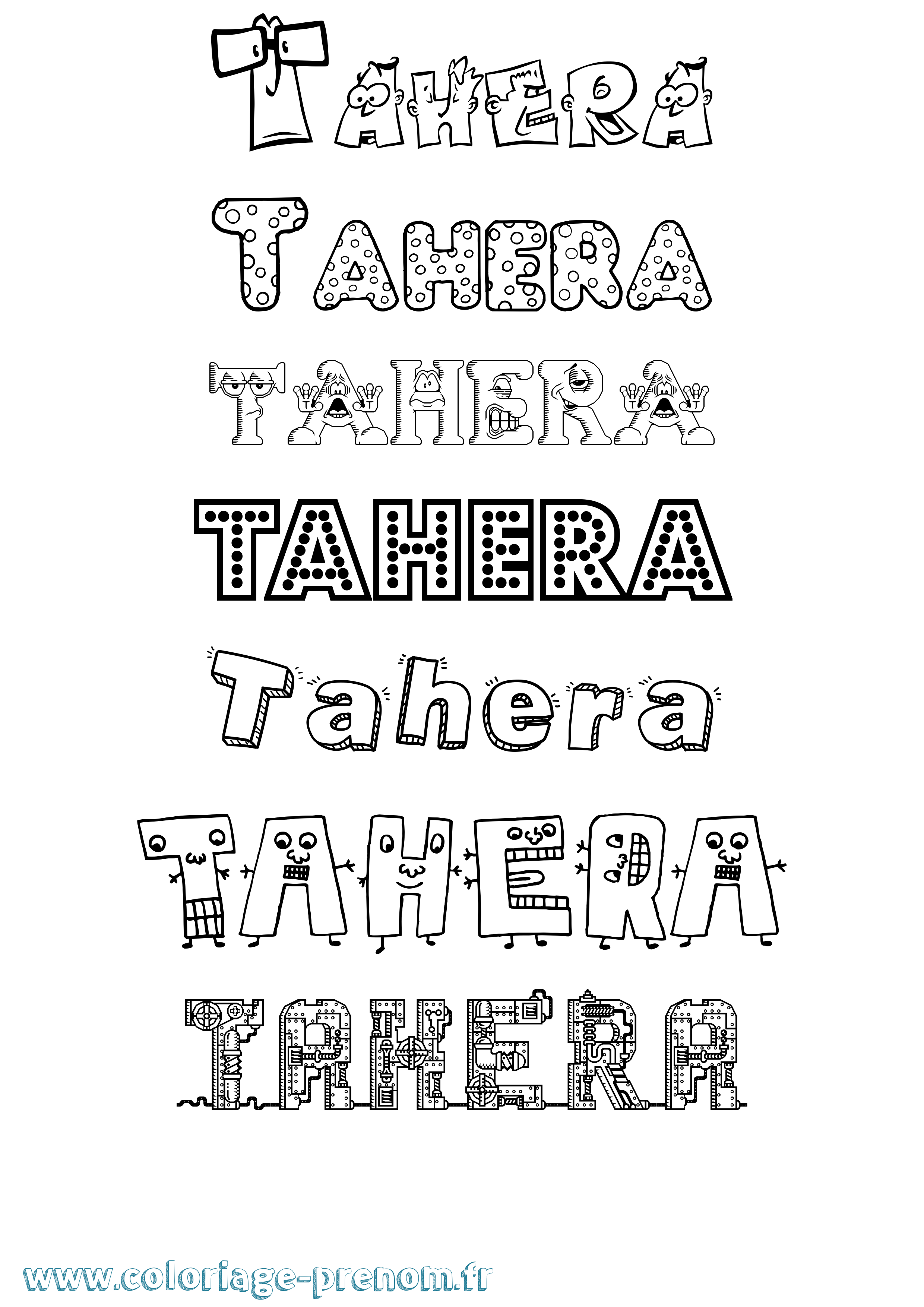 Coloriage prénom Tahera Fun