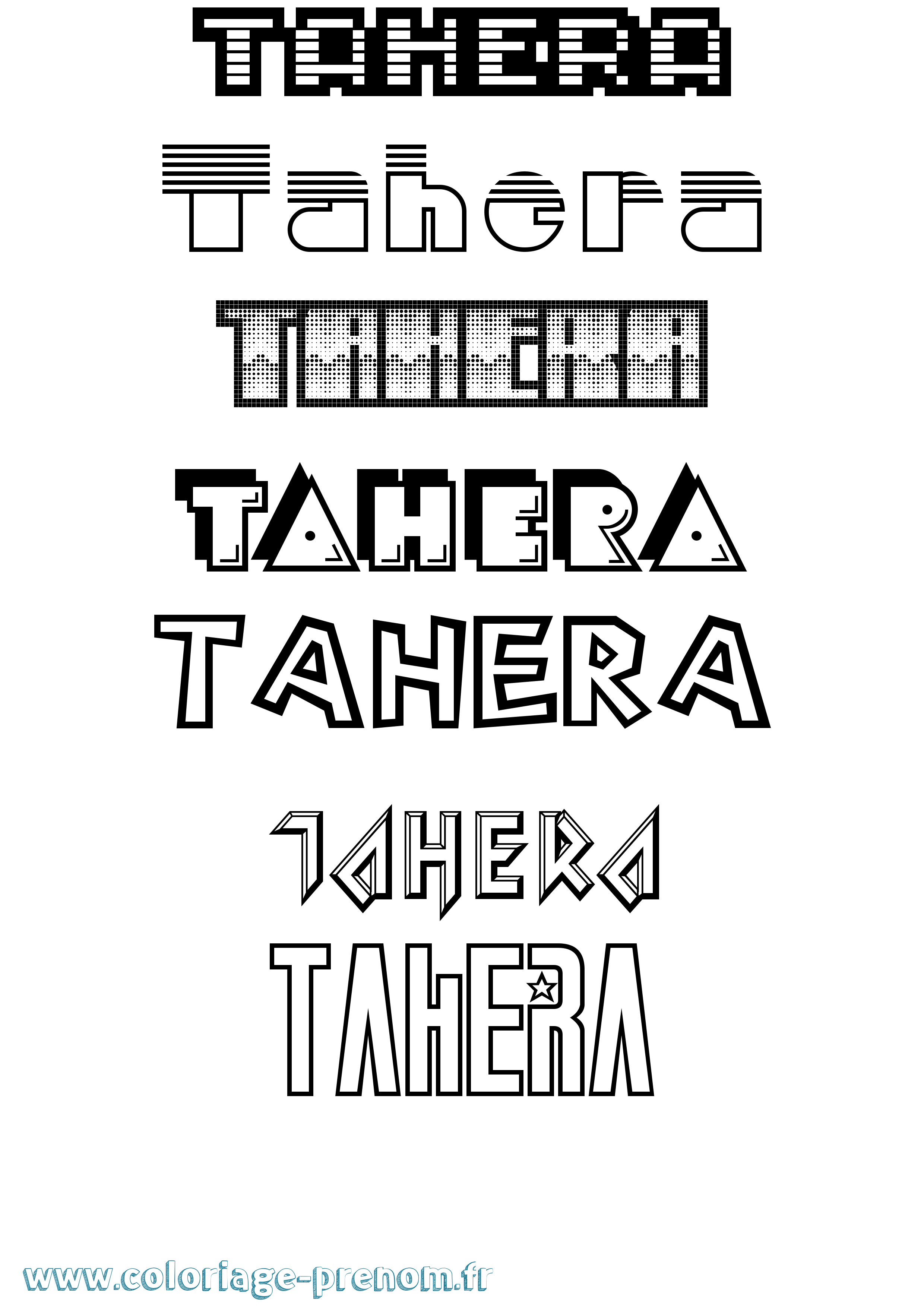 Coloriage prénom Tahera Jeux Vidéos