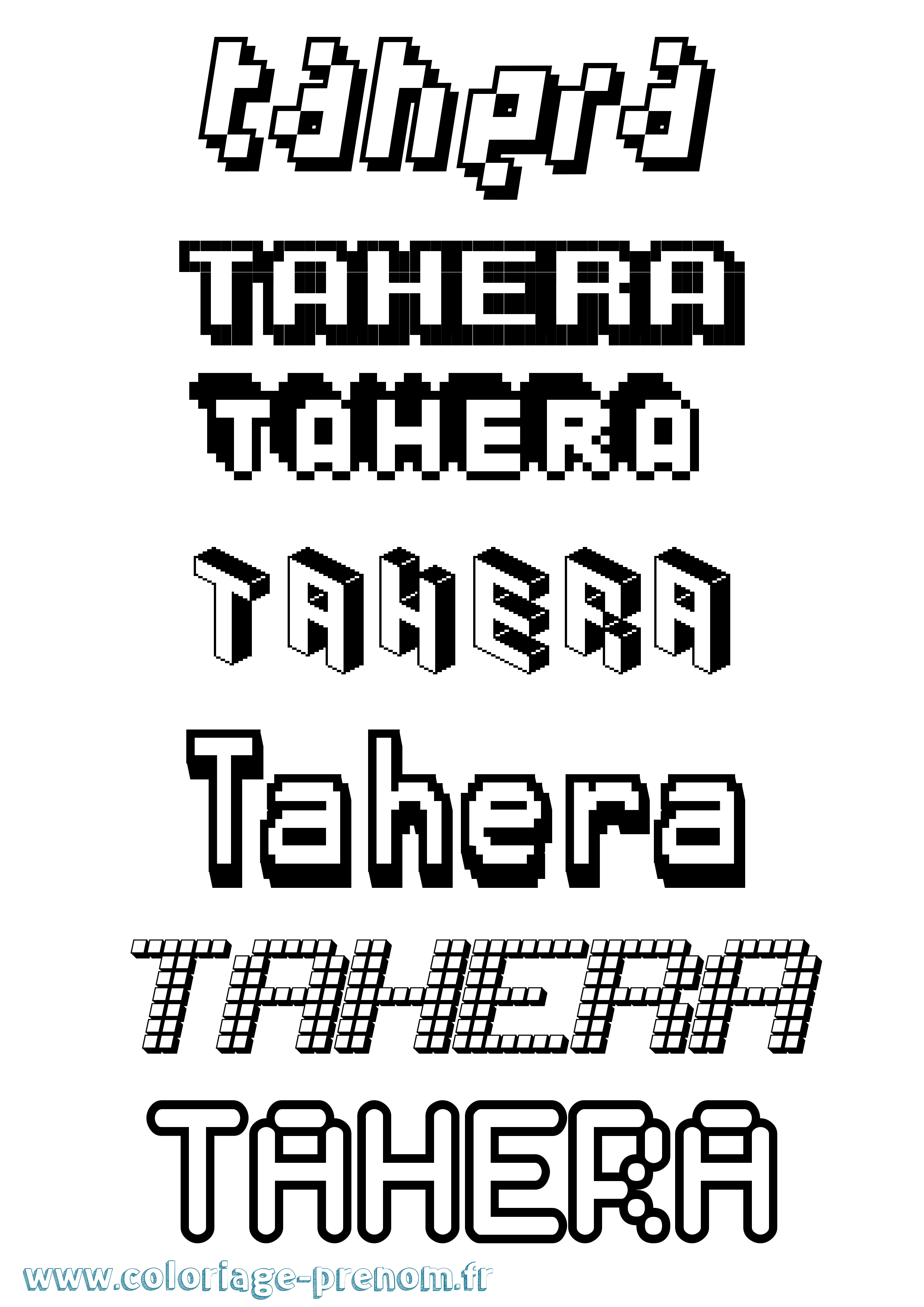 Coloriage Tahera Pixel Coloriage prénom Tahera Pixel
