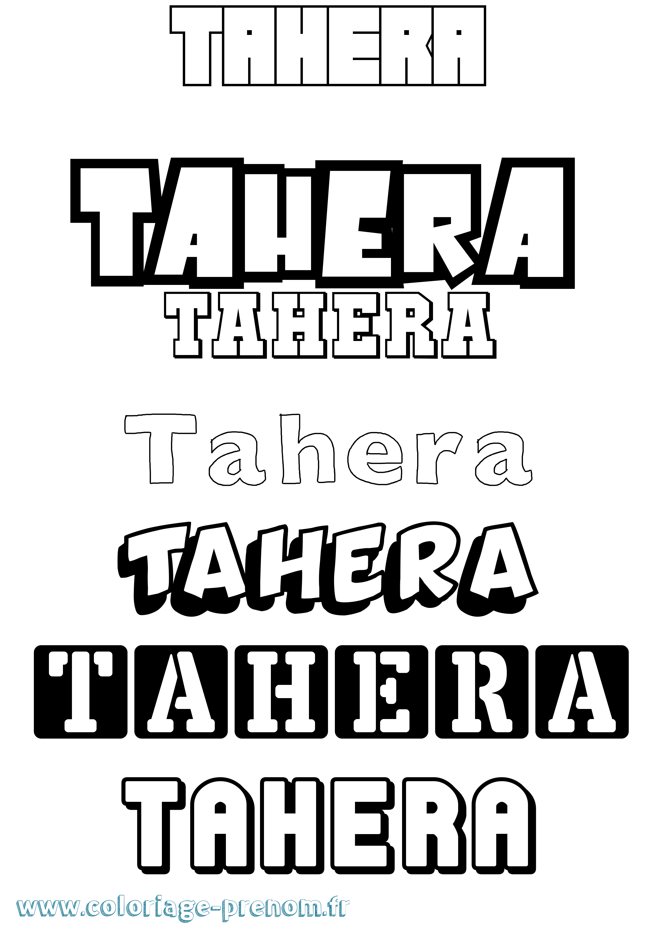 Coloriage Tahera Simple Coloriage prénom Tahera Simple