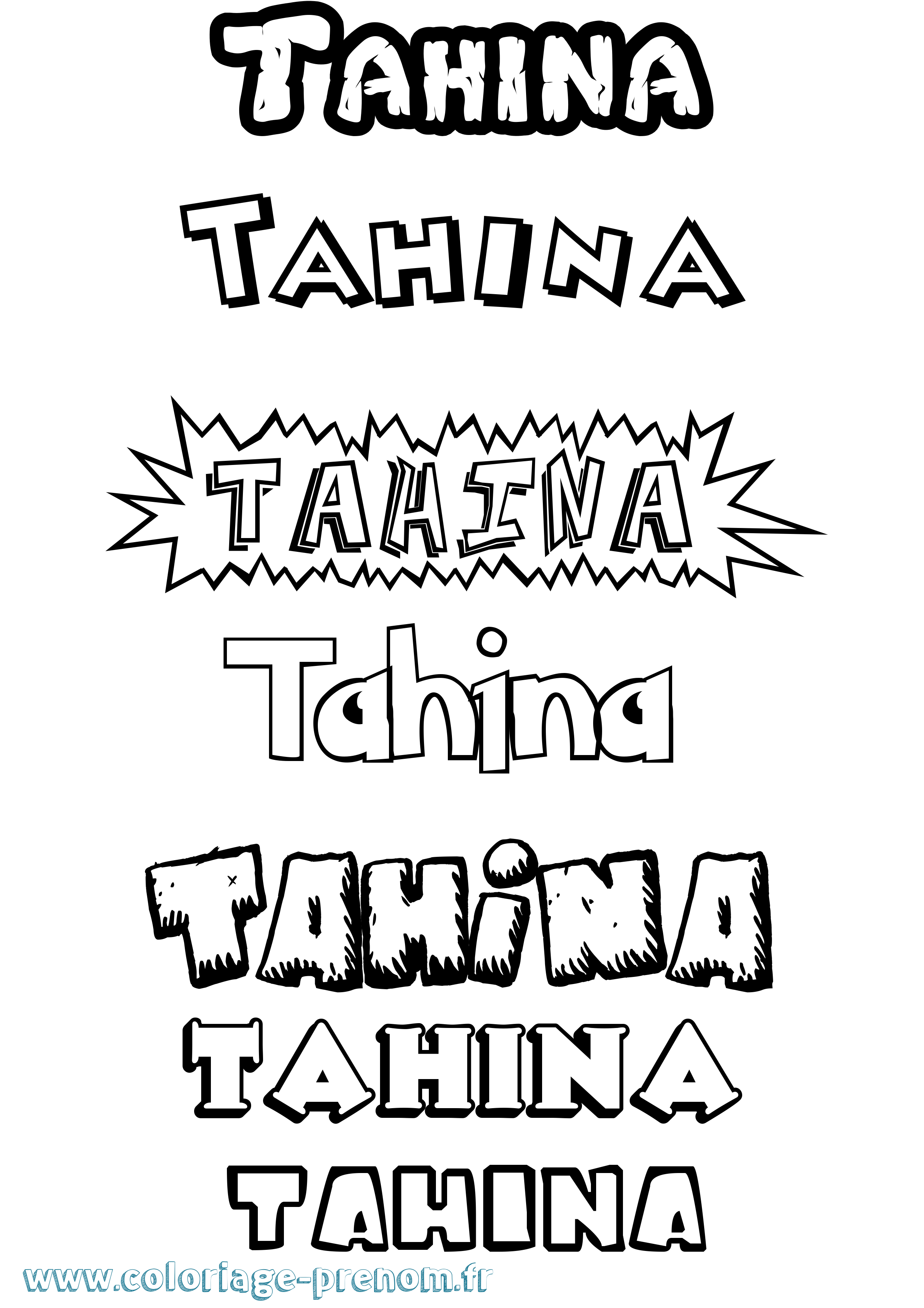 Coloriage prénom Tahina Dessin Animé