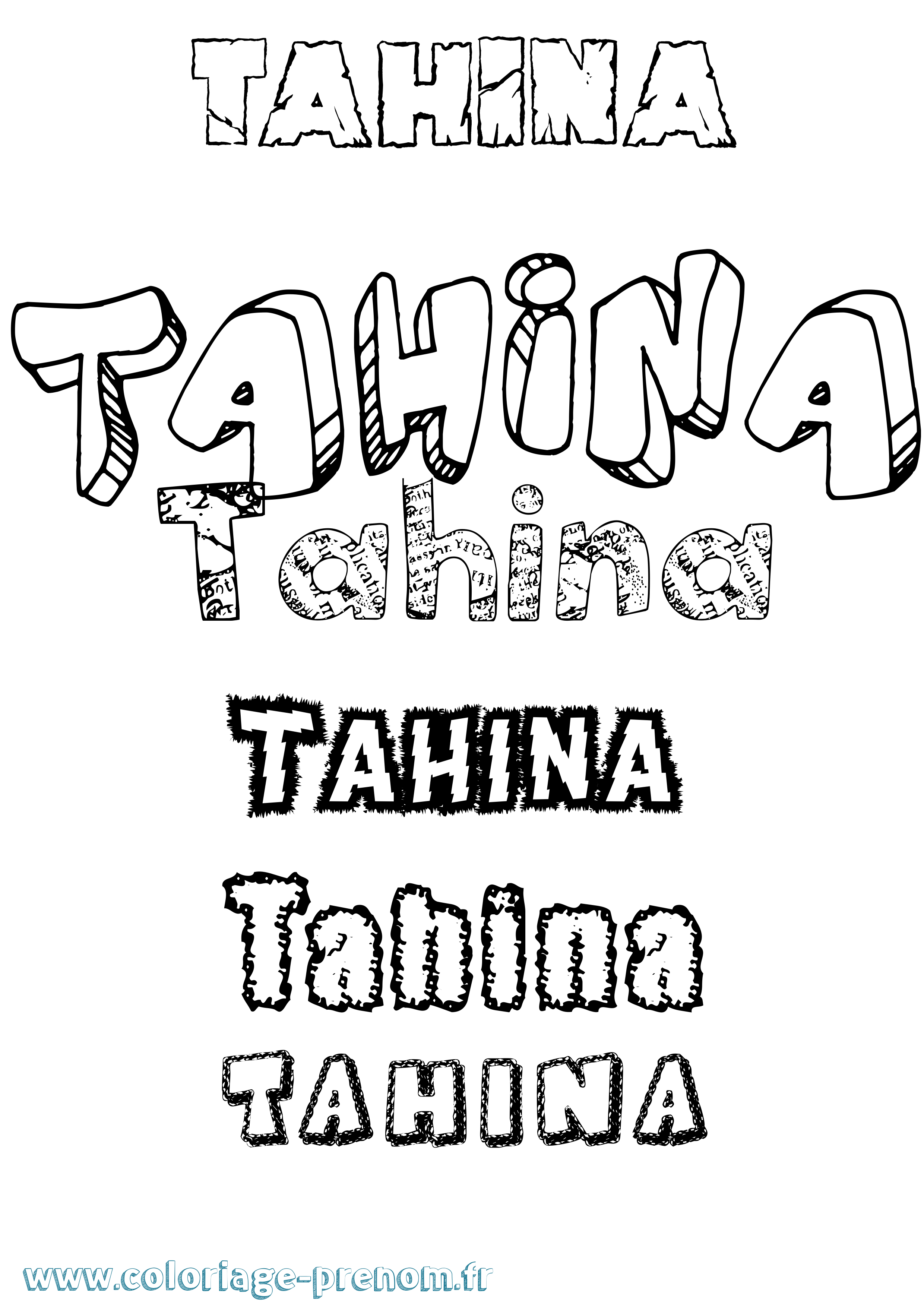 Coloriage prénom Tahina Destructuré