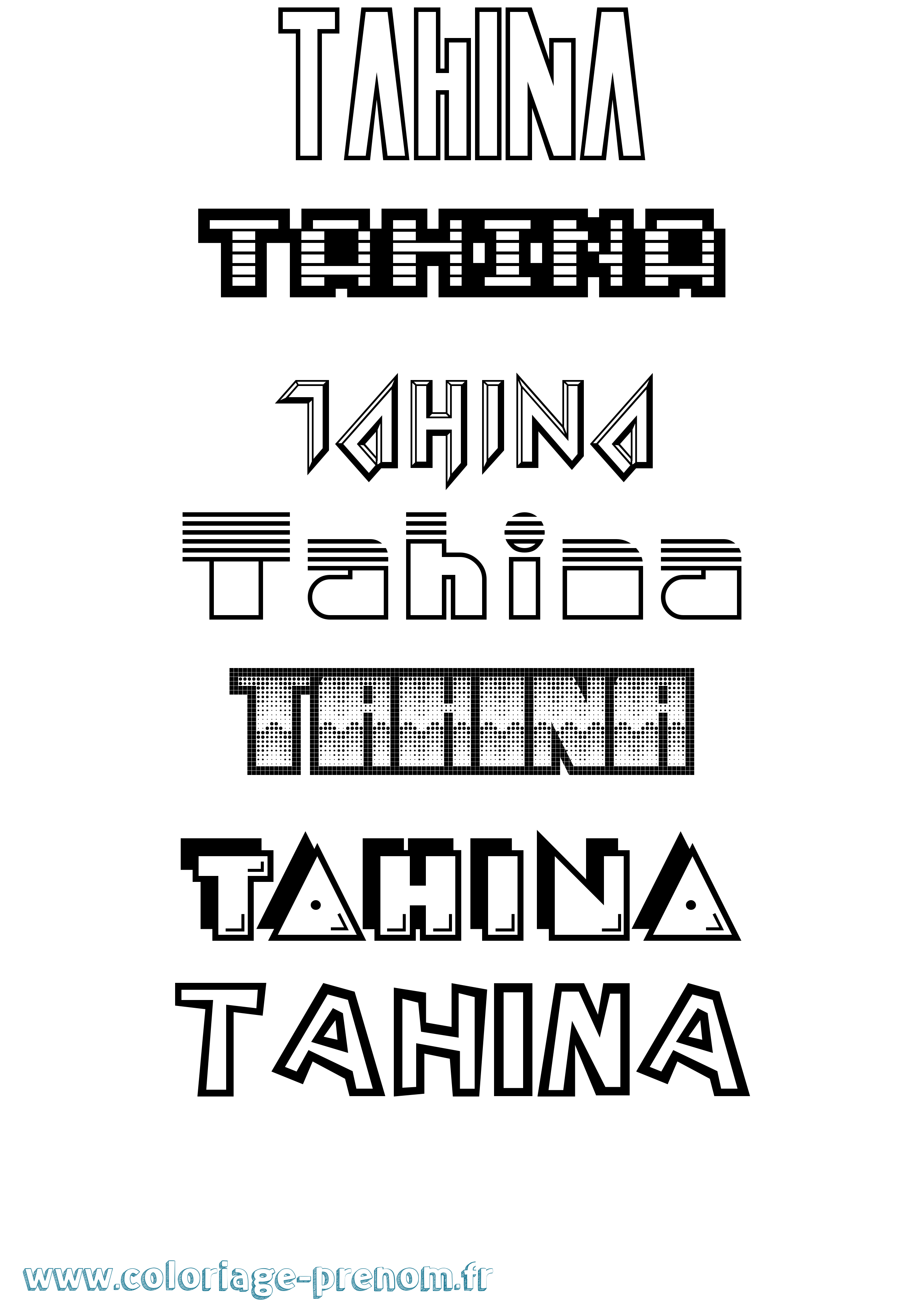 Coloriage prénom Tahina Jeux Vidéos