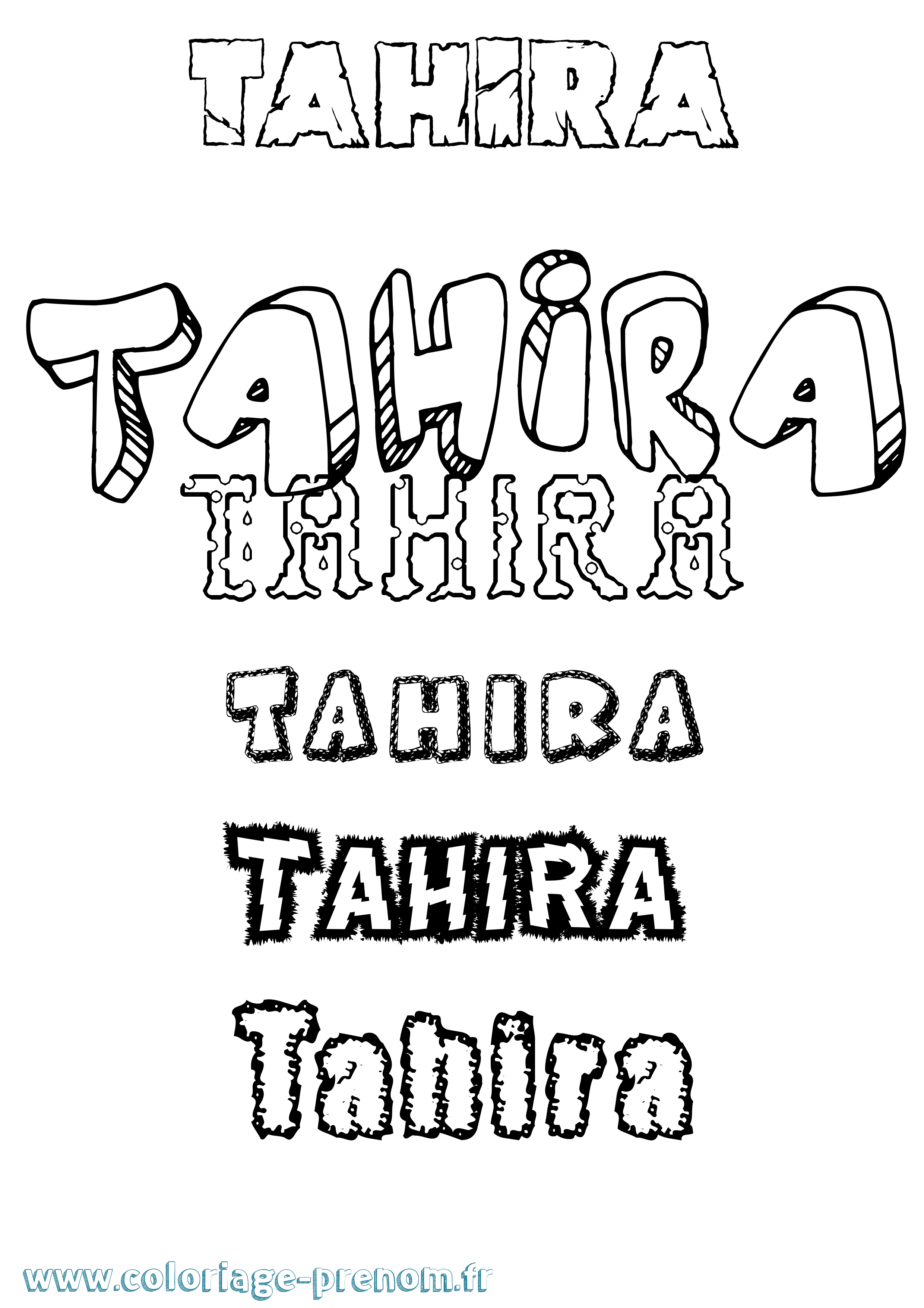 Coloriage prénom Tahira Destructuré