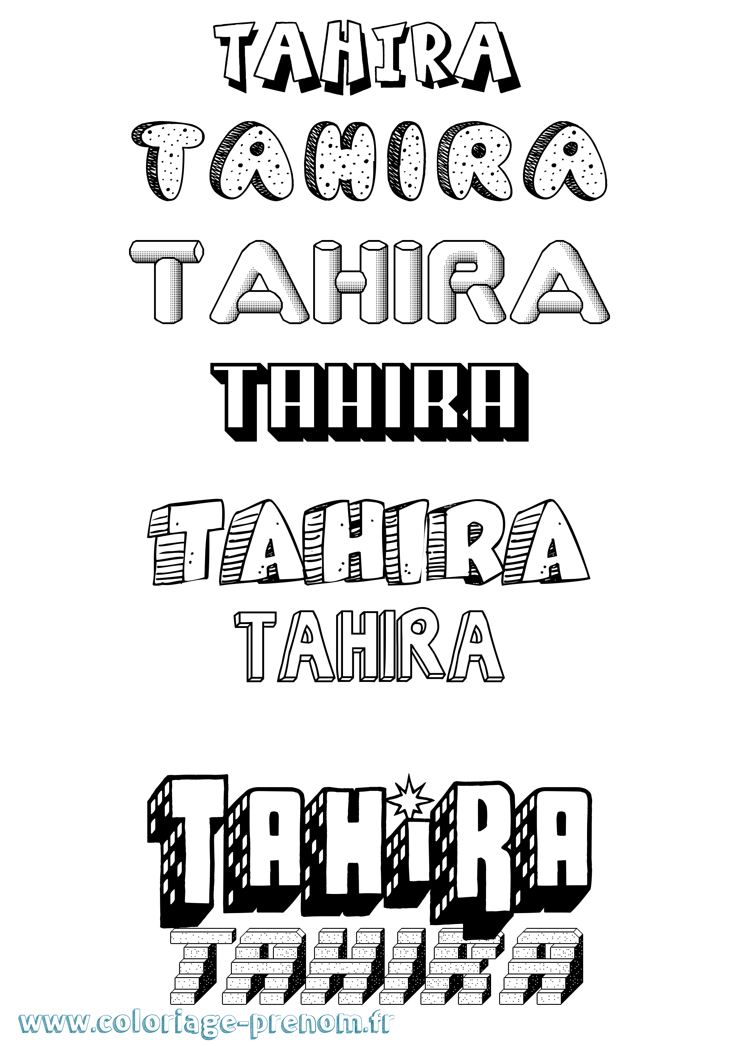 Coloriage prénom Tahira Effet 3D