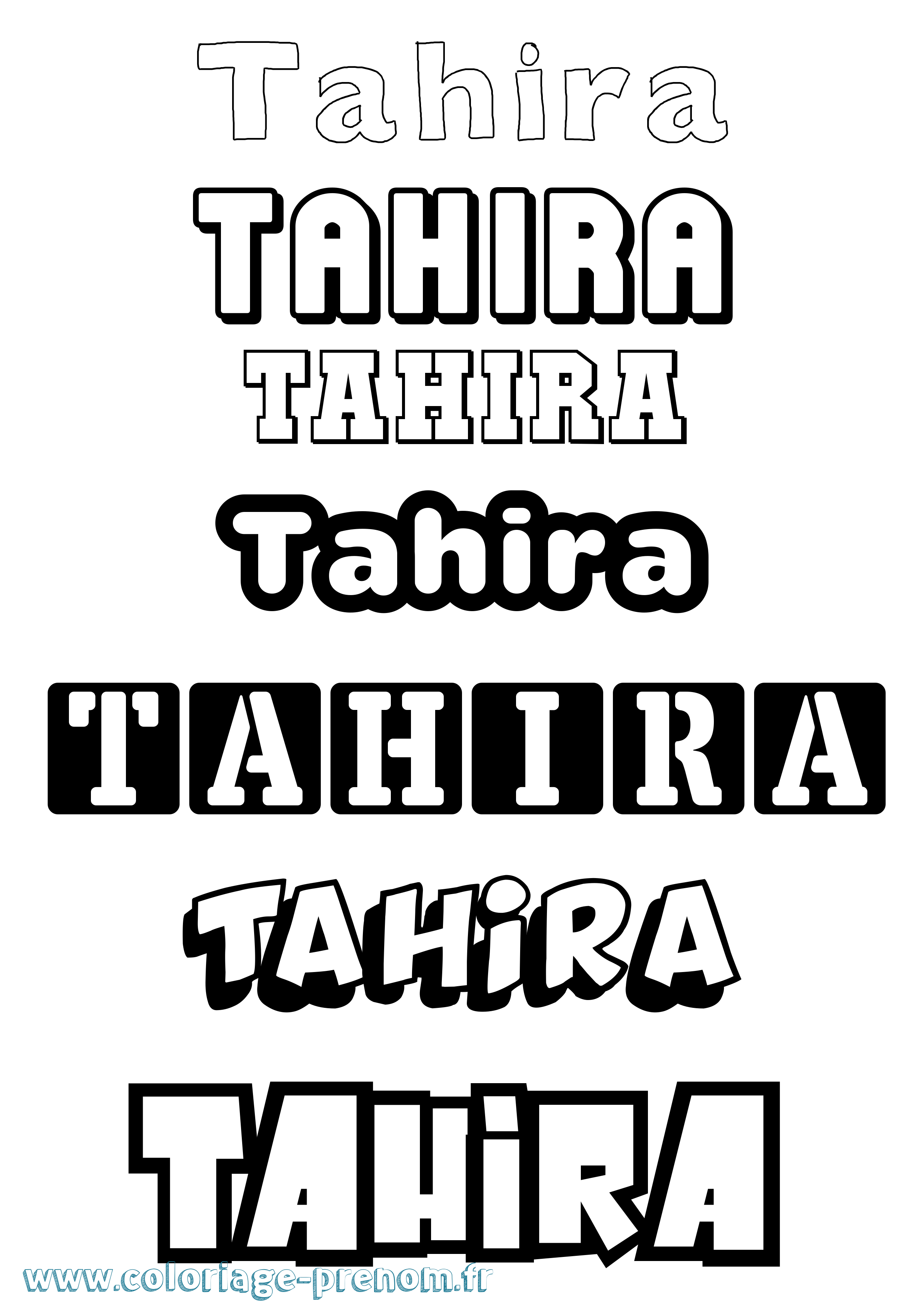 Coloriage prénom Tahira Simple