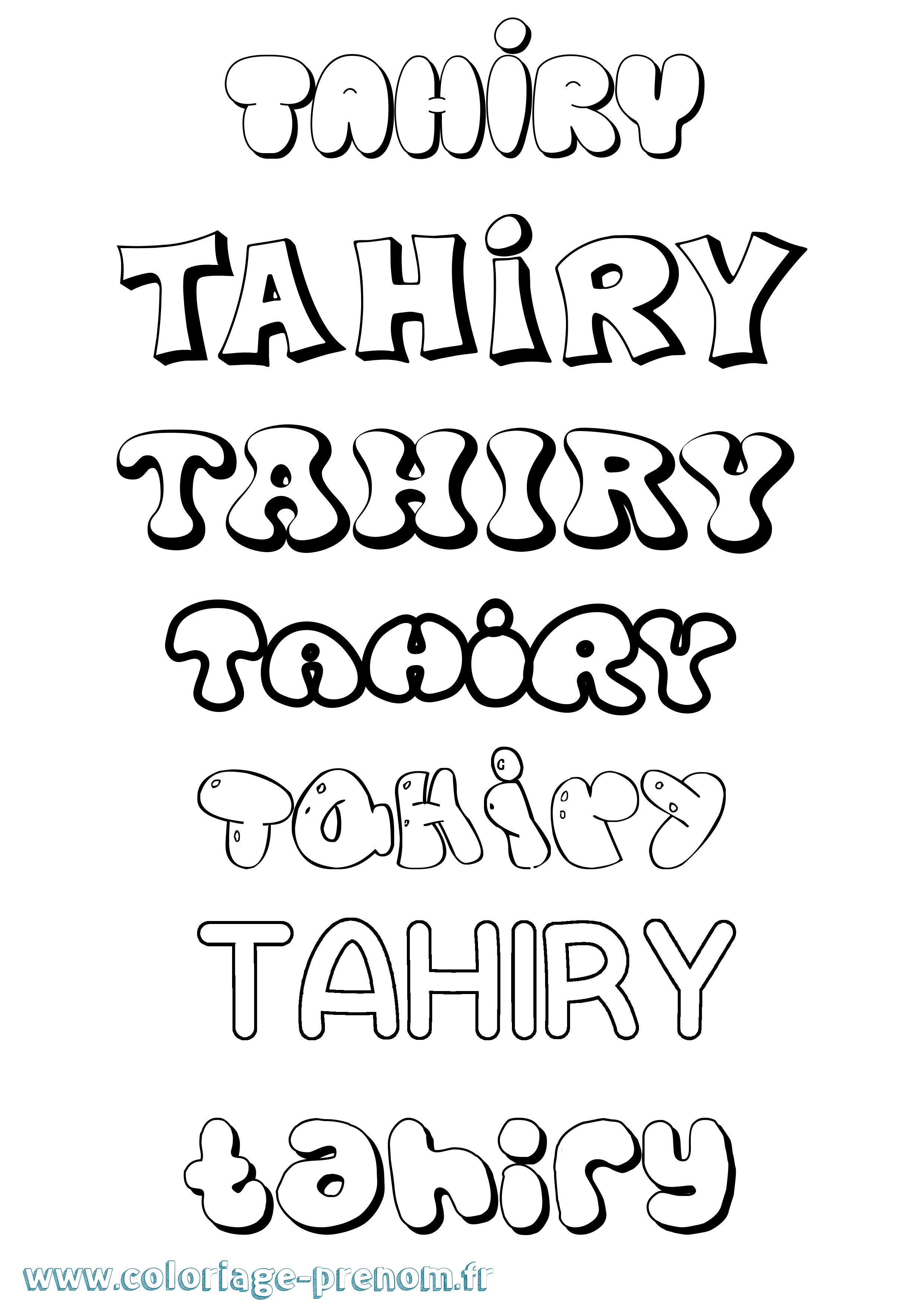 Coloriage Tahiry Bubble Coloriage prénom Tahiry Bubble