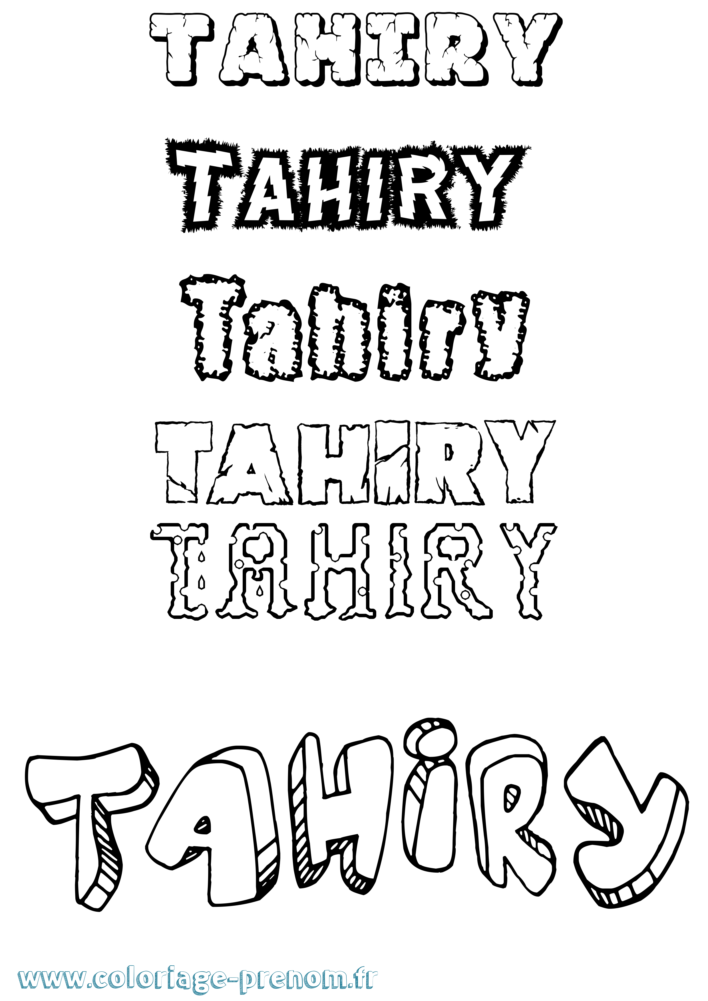 Coloriage prénom Tahiry Destructuré