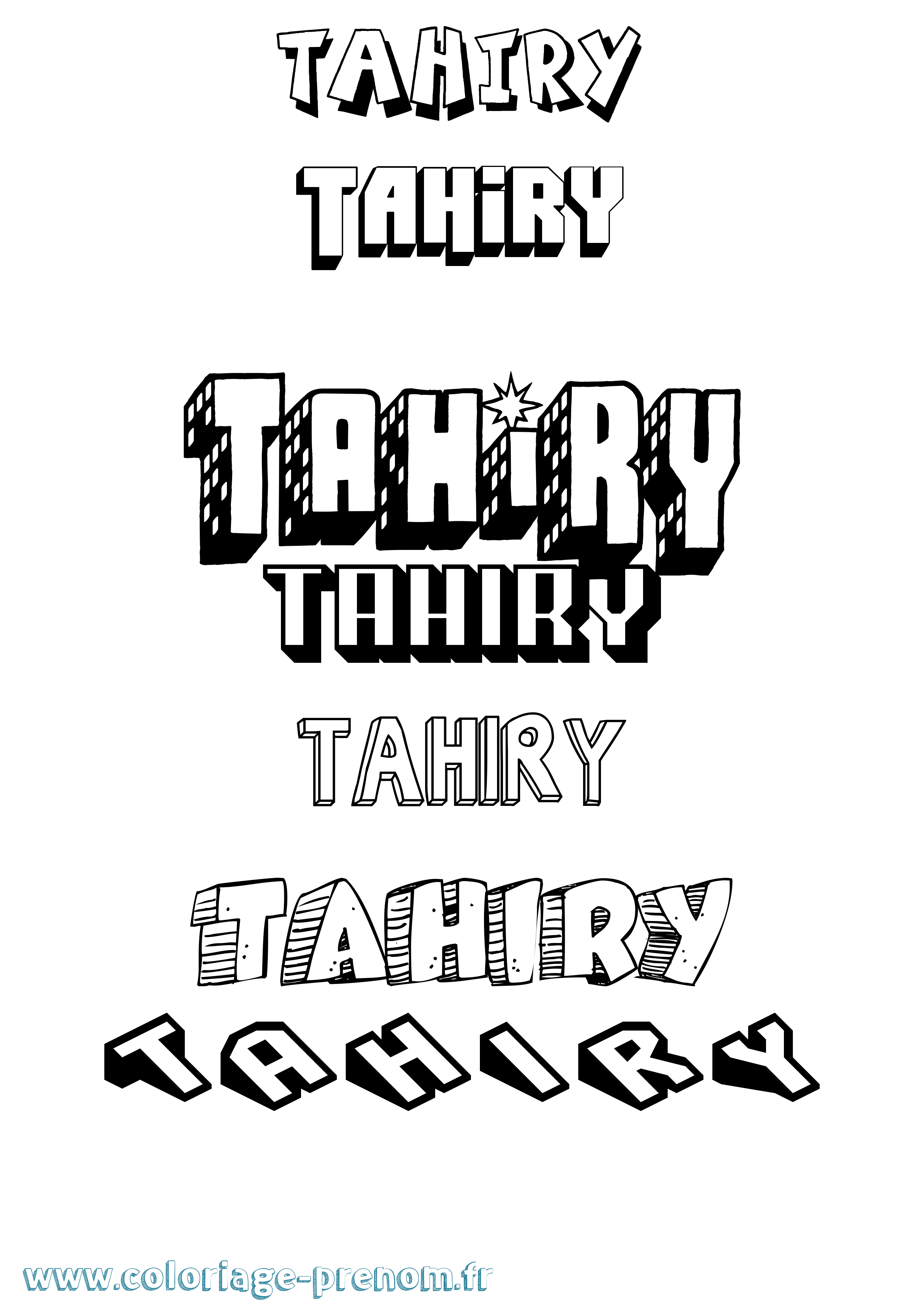 Coloriage prénom Tahiry Effet 3D