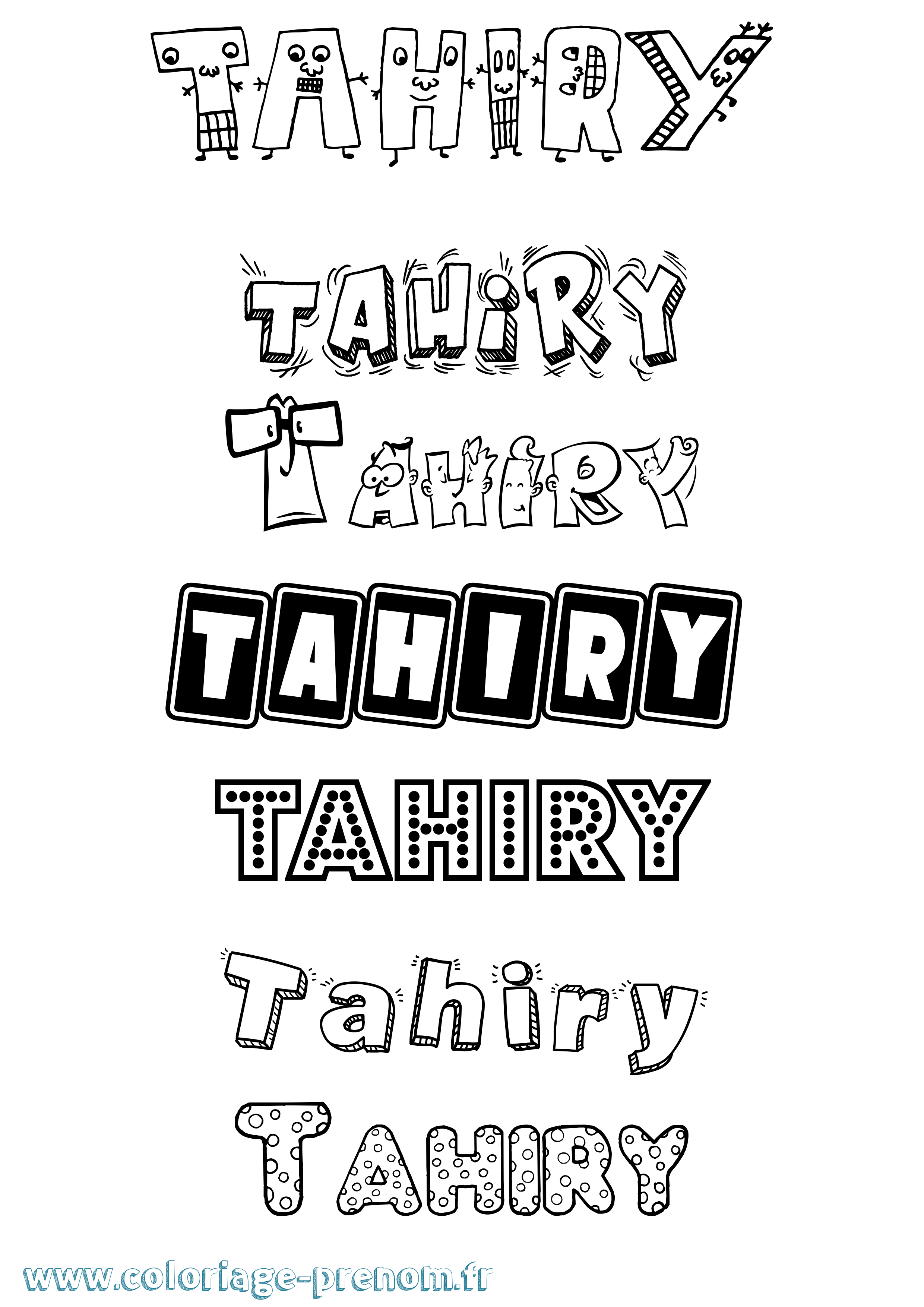 Coloriage prénom Tahiry Fun