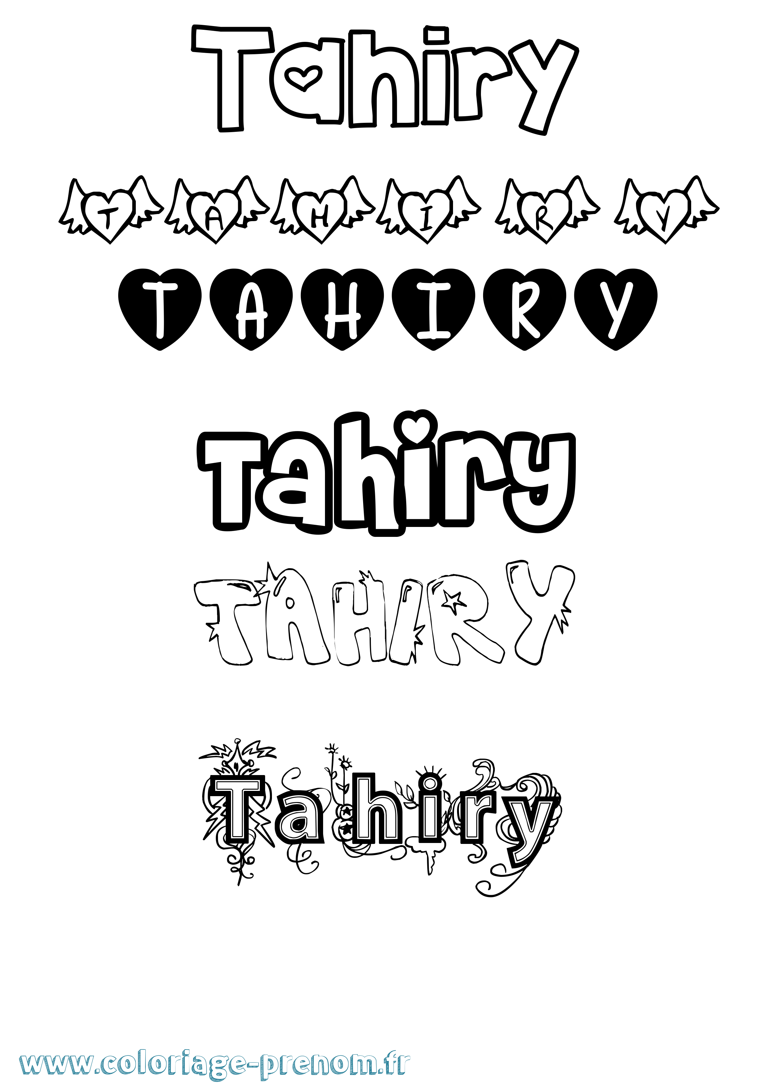 Coloriage prénom Tahiry Girly