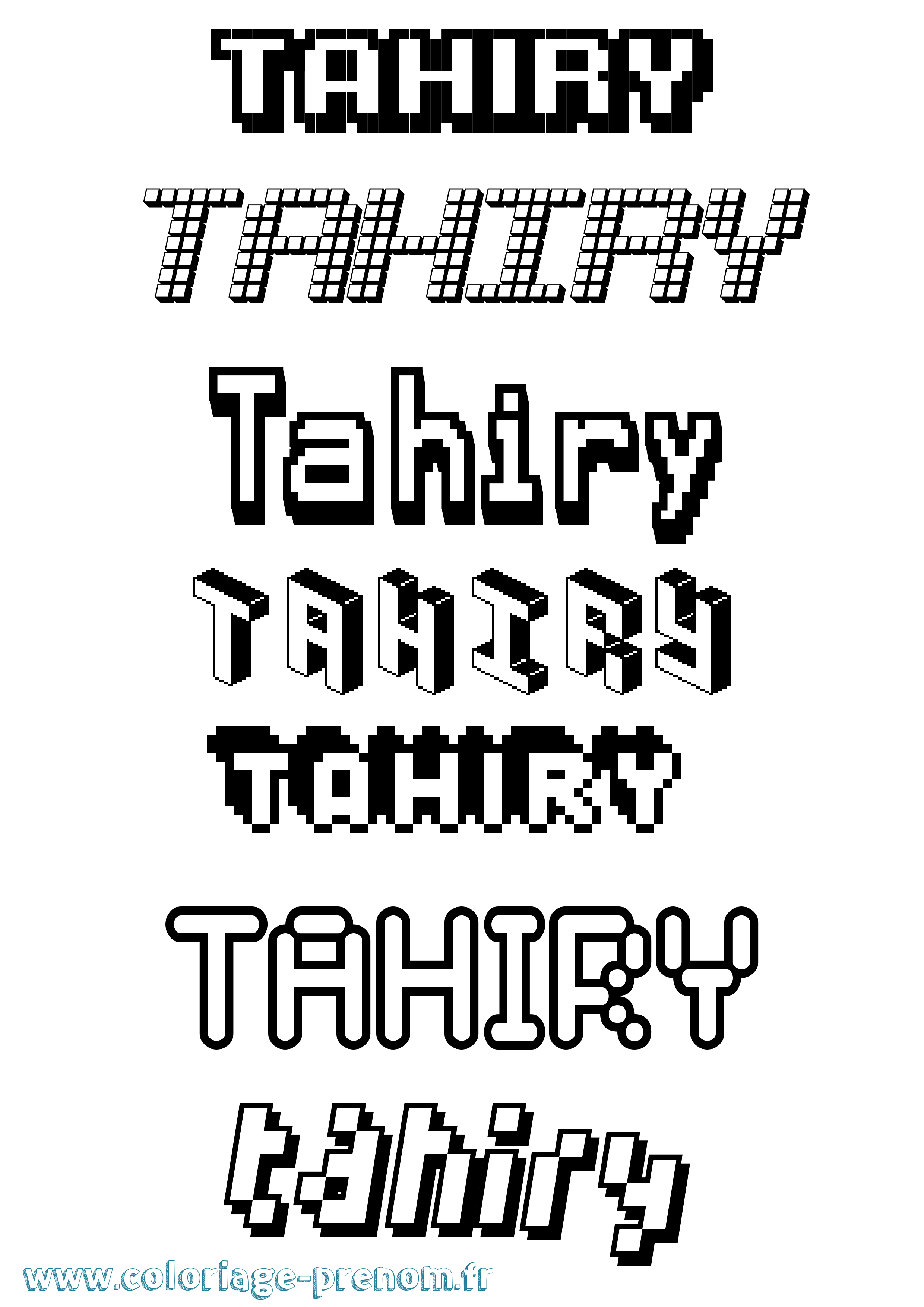 Coloriage prénom Tahiry Pixel