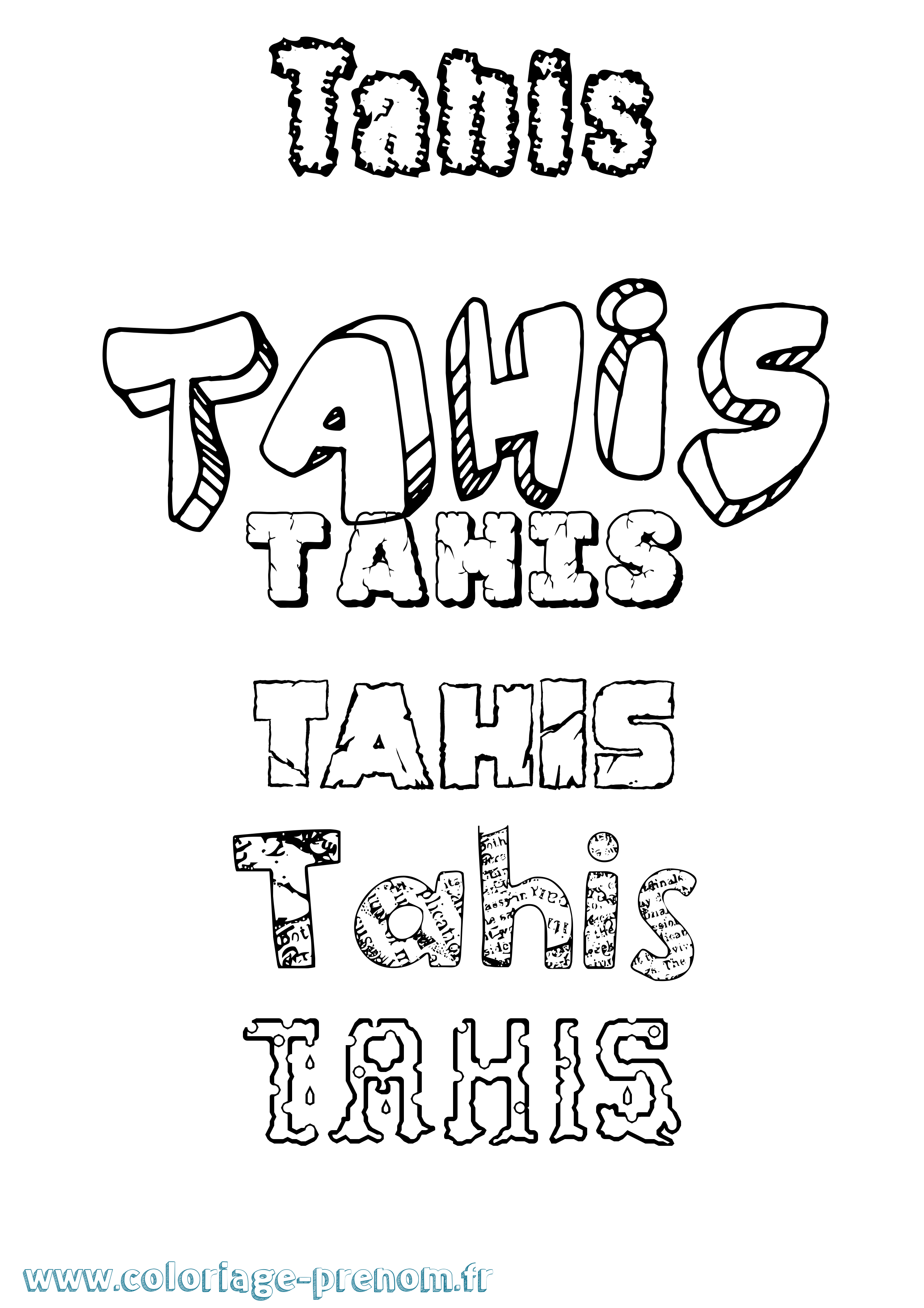 Coloriage Tahis Destructuré Coloriage prénom Tahis Destructuré