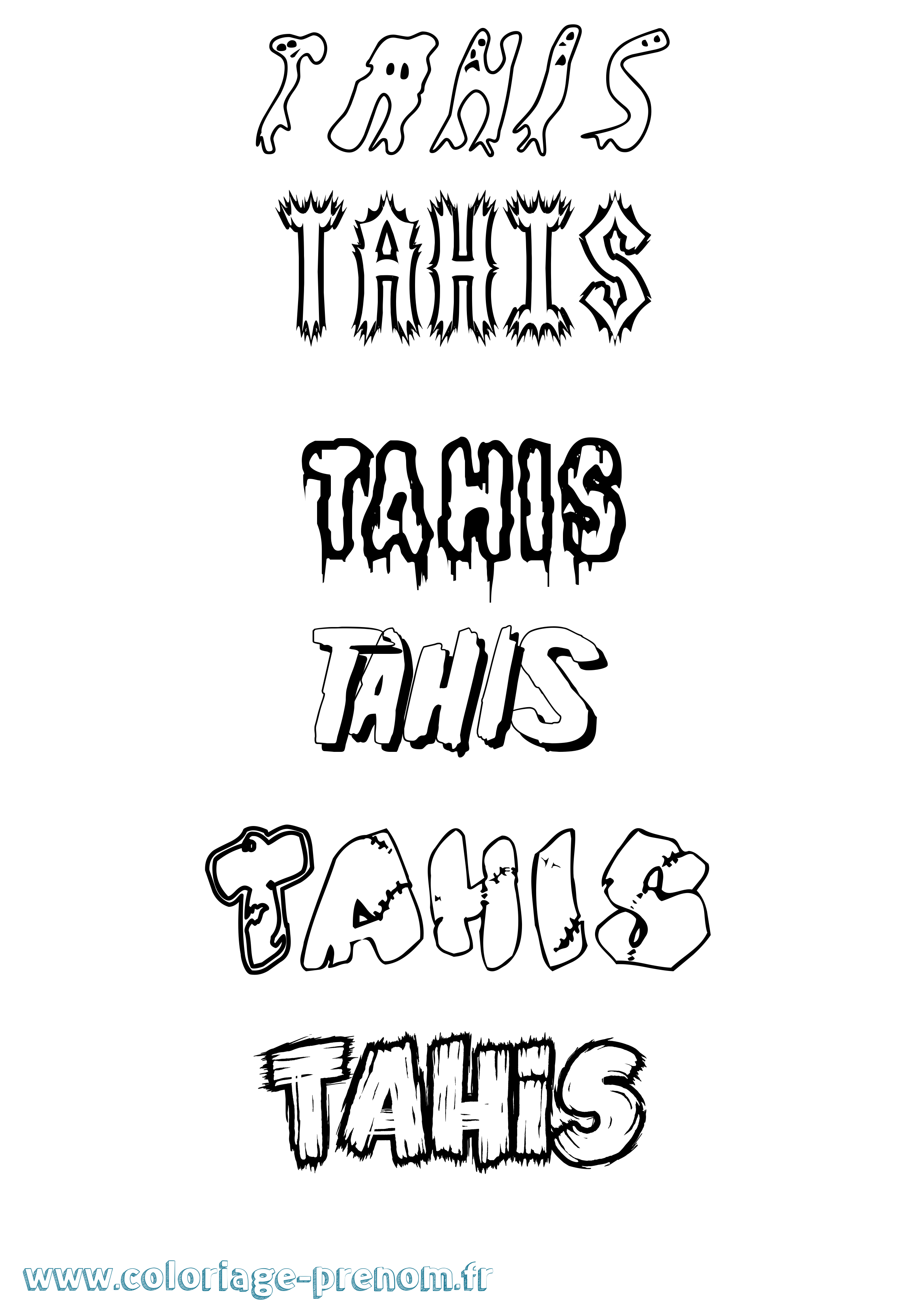 Coloriage Tahis Frisson Coloriage prénom Tahis Frisson