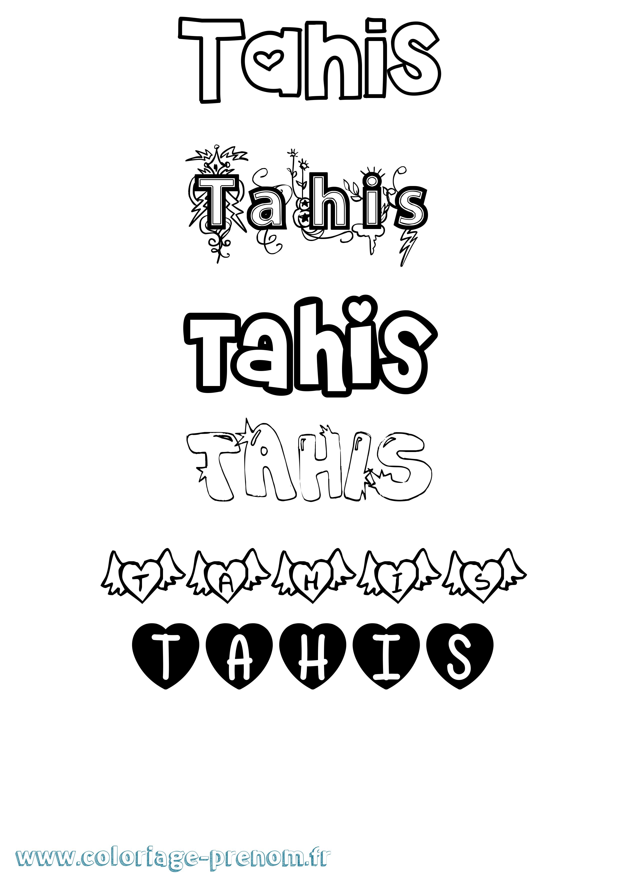 Coloriage Tahis Girly Coloriage prénom Tahis Girly