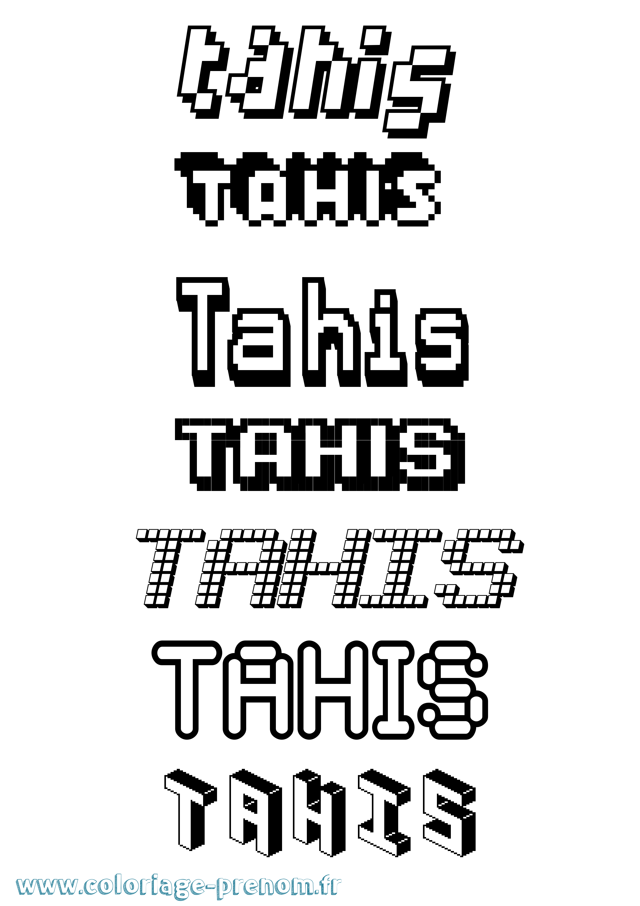 Coloriage Tahis Pixel Coloriage prénom Tahis Pixel