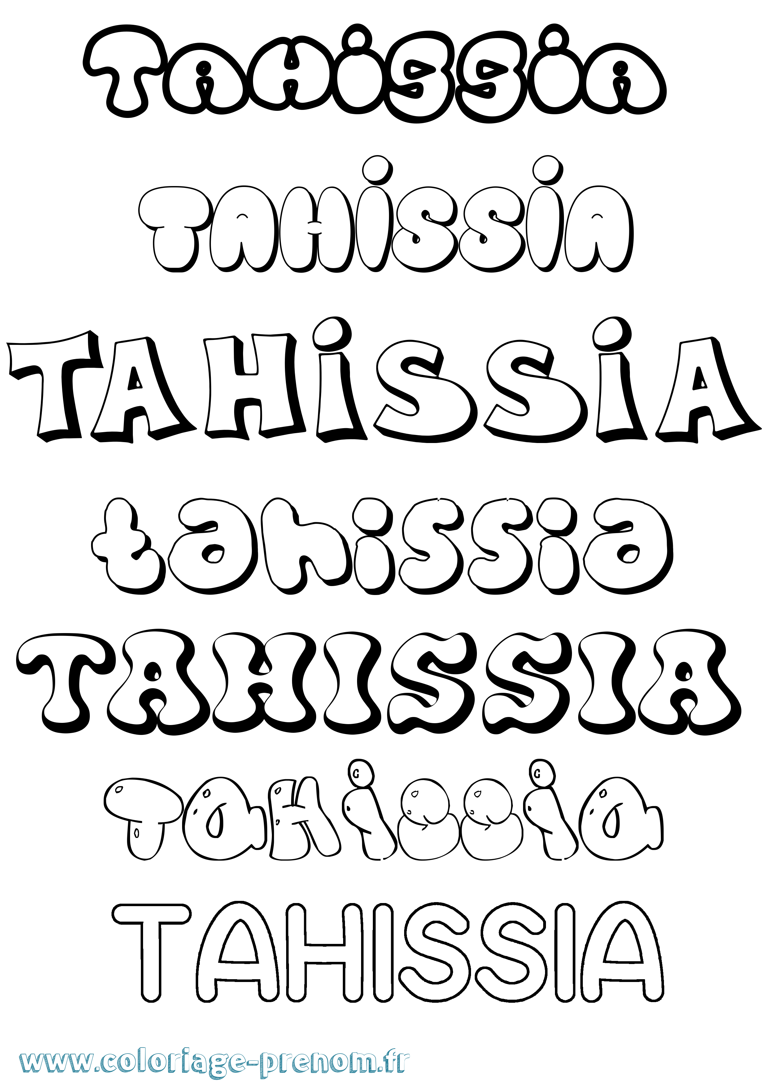 Coloriage Tahissia Bubble Coloriage prénom Tahissia Bubble