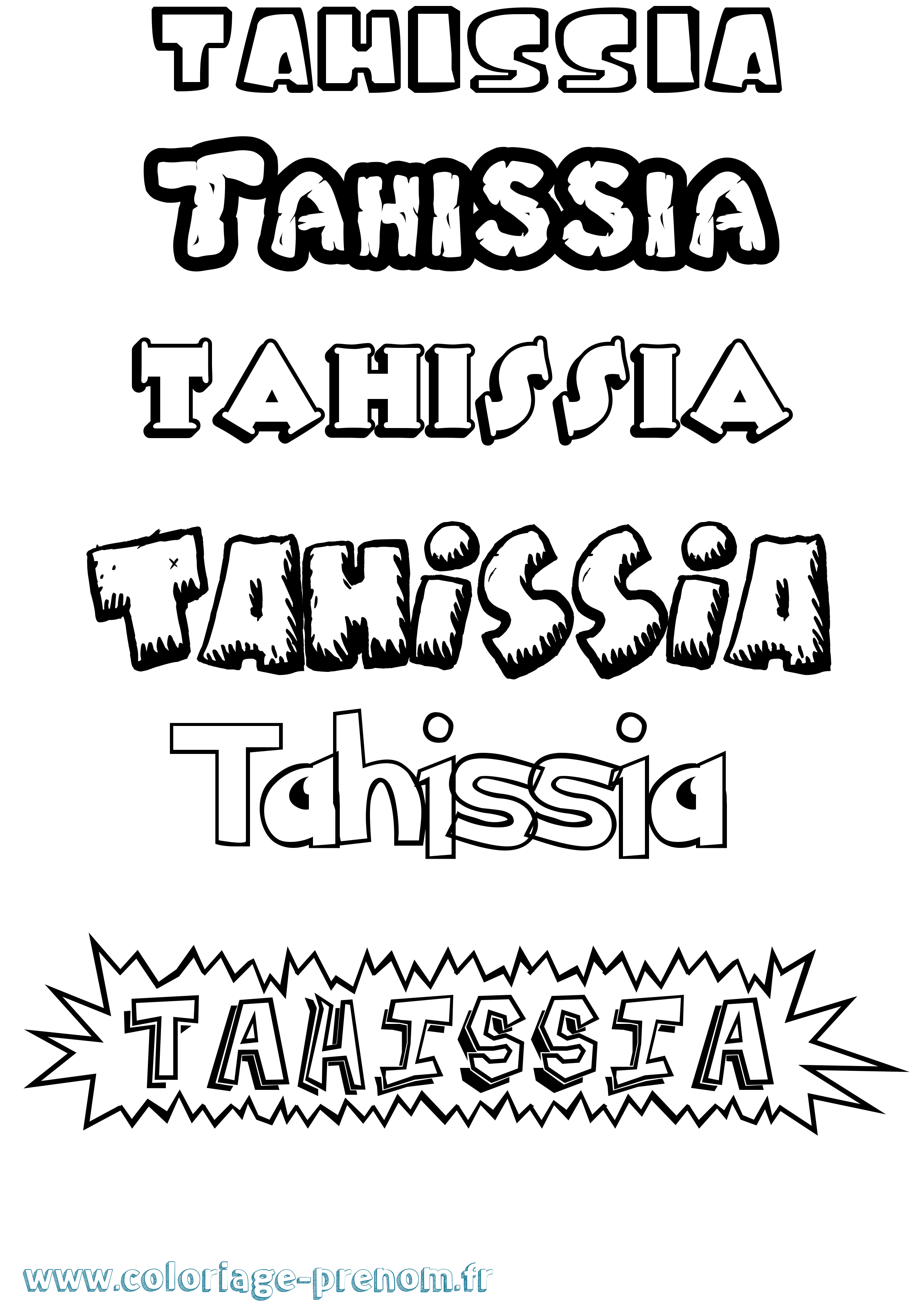 Coloriage Tahissia Dessin Animé Coloriage prénom Tahissia Dessin Animé