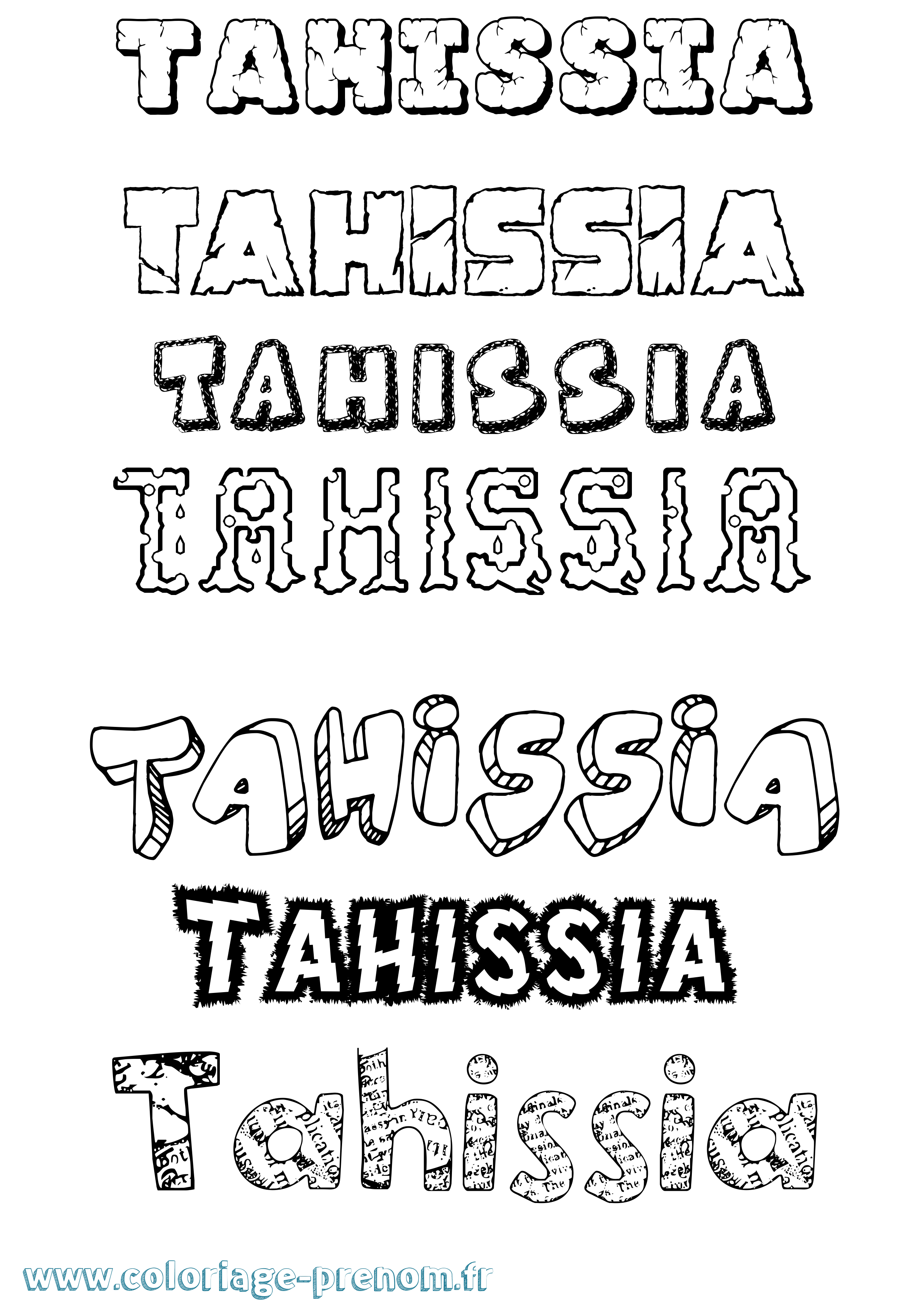 Coloriage Tahissia Destructuré Coloriage prénom Tahissia Destructuré