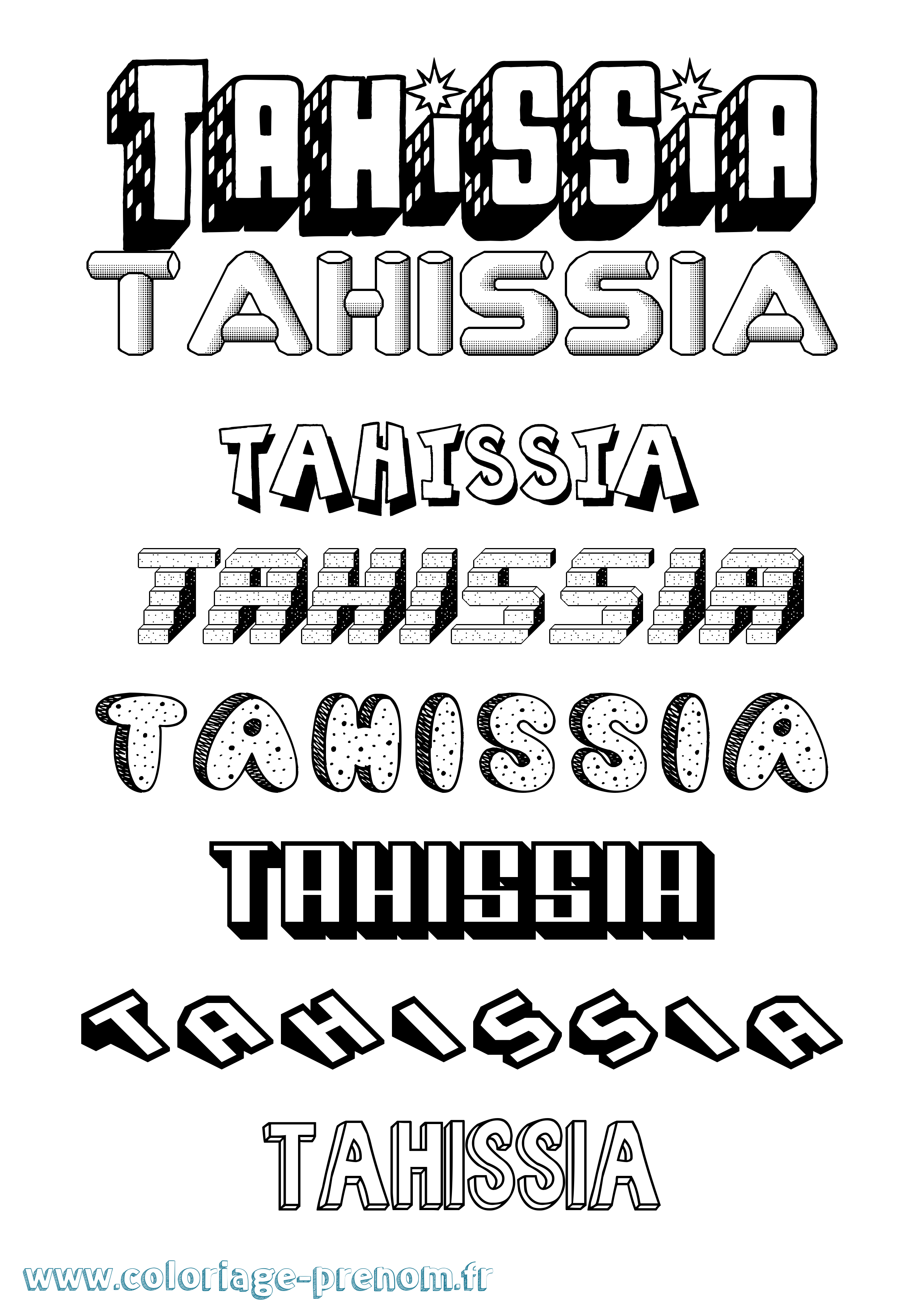 Coloriage Tahissia Effet 3D Coloriage prénom Tahissia Effet 3D