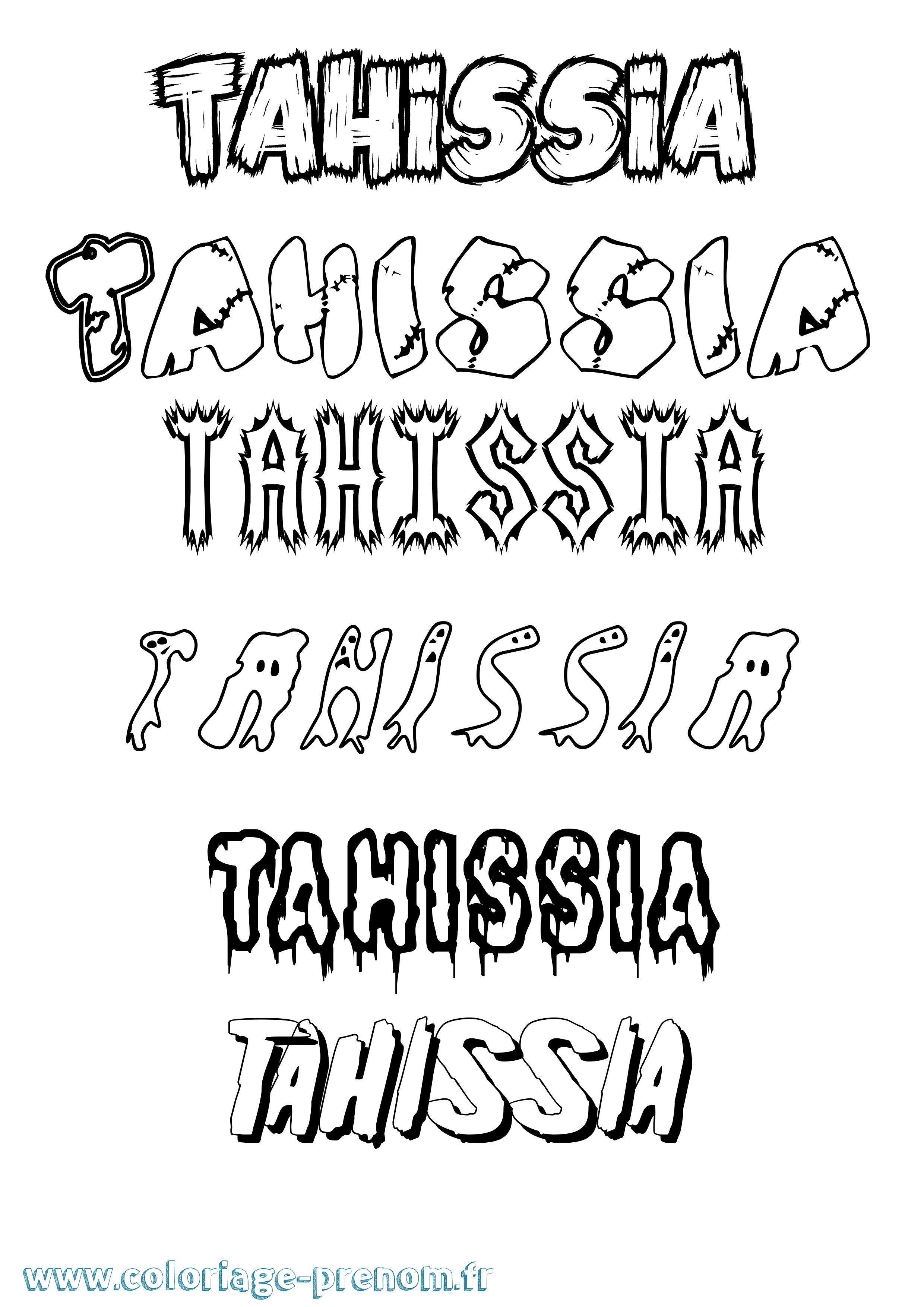 Coloriage Tahissia Frisson Coloriage prénom Tahissia Frisson