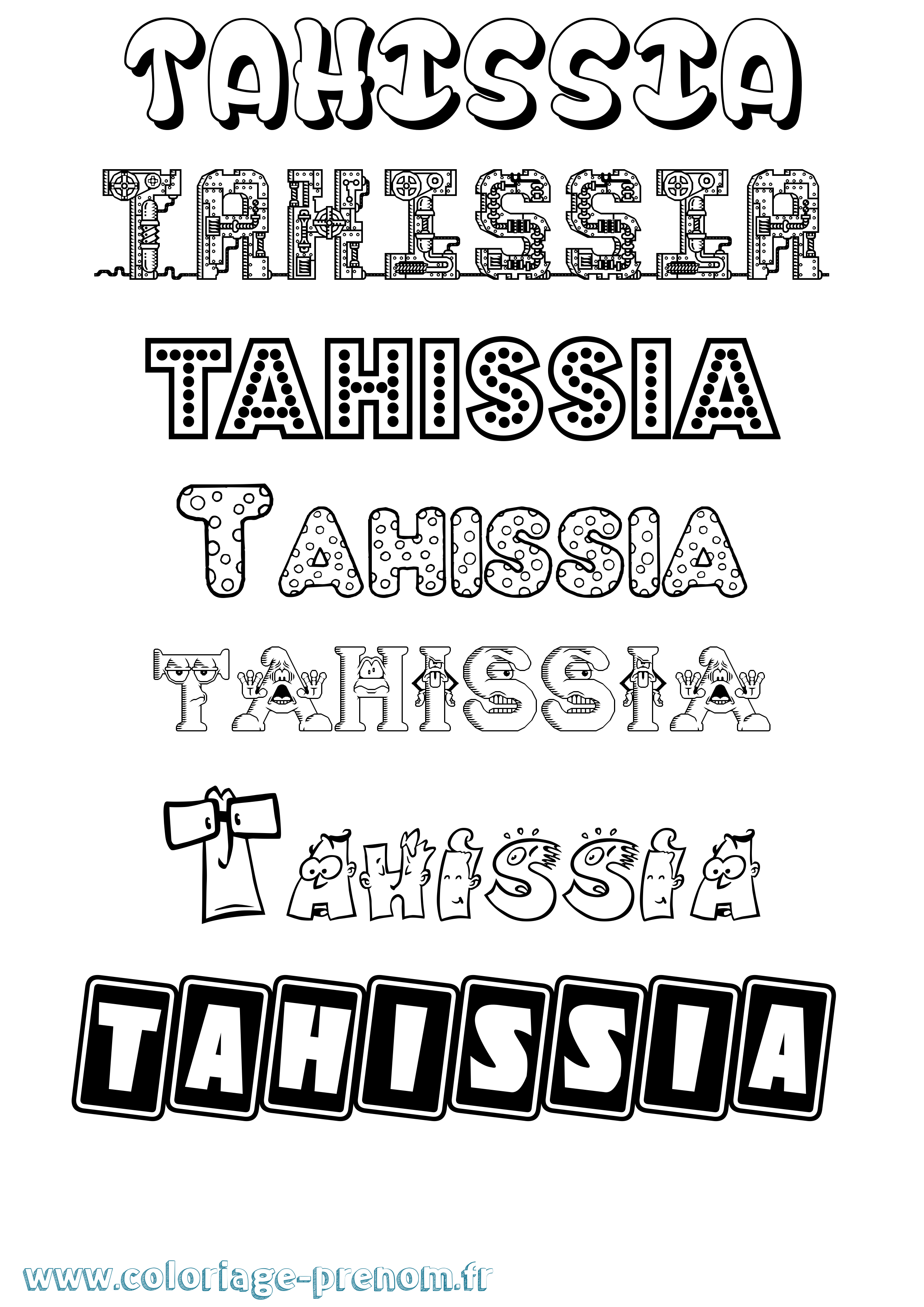 Coloriage Tahissia Fun Coloriage prénom Tahissia Fun