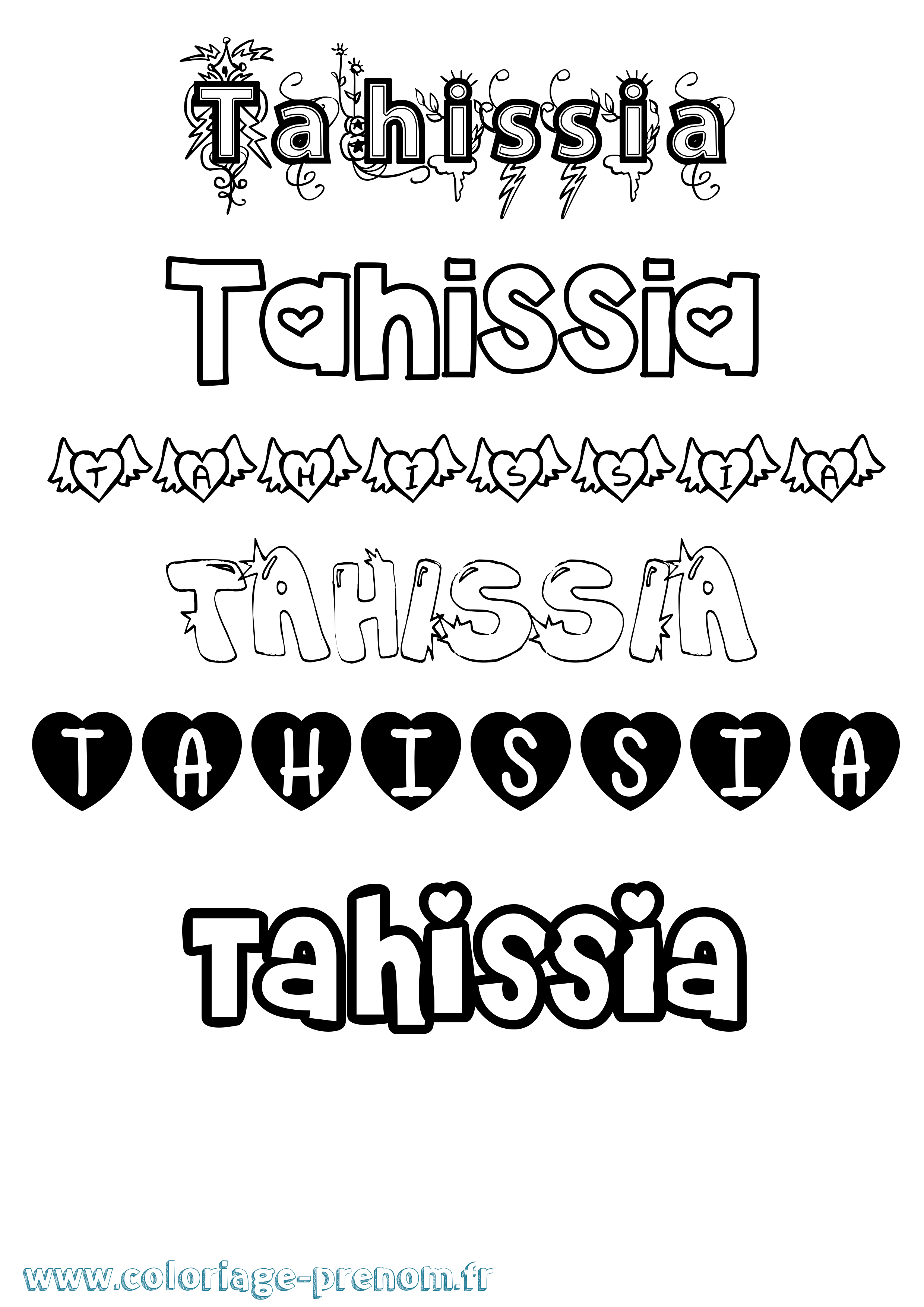 Coloriage Tahissia Girly Coloriage prénom Tahissia Girly