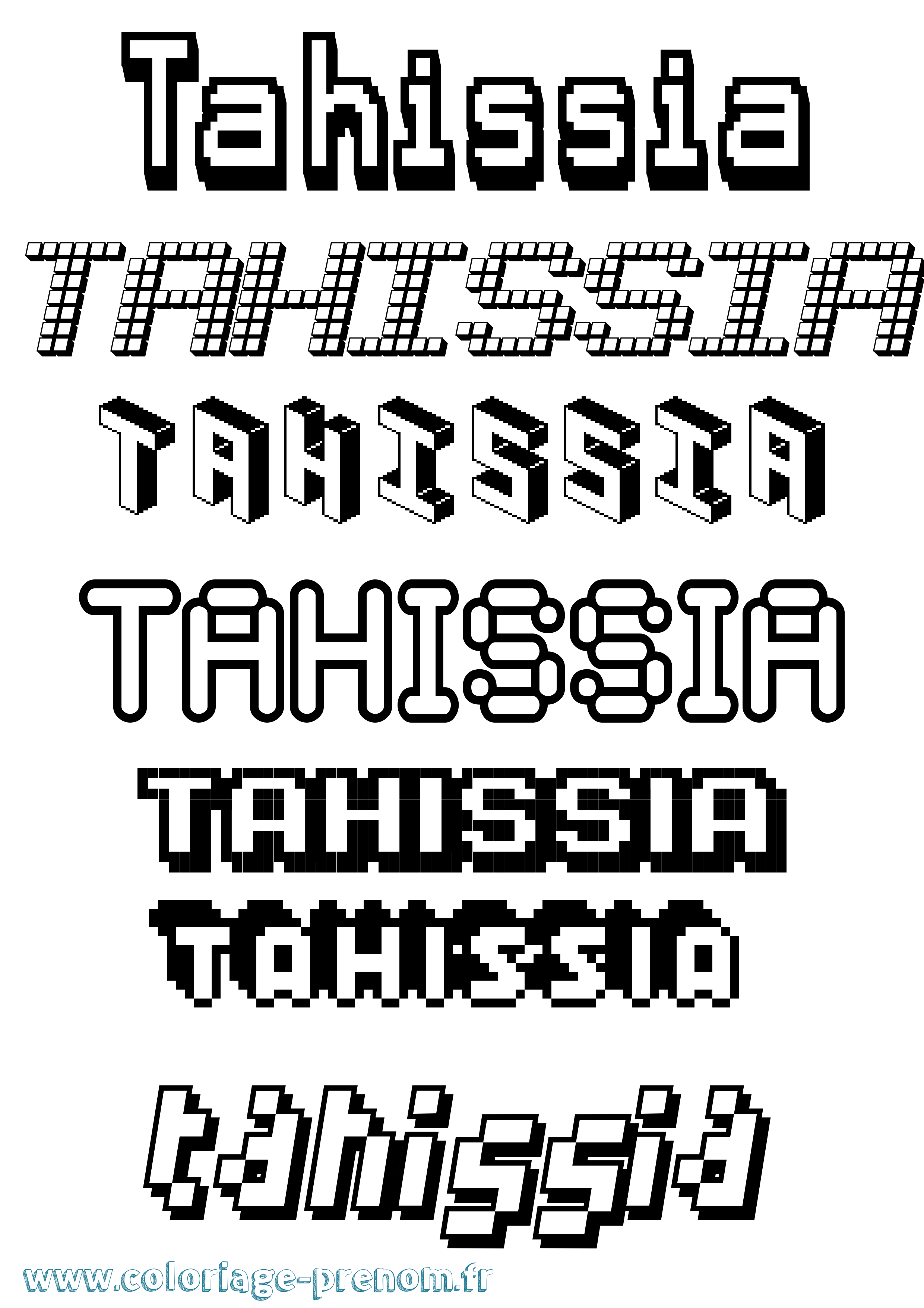 Coloriage Tahissia Pixel Coloriage prénom Tahissia Pixel