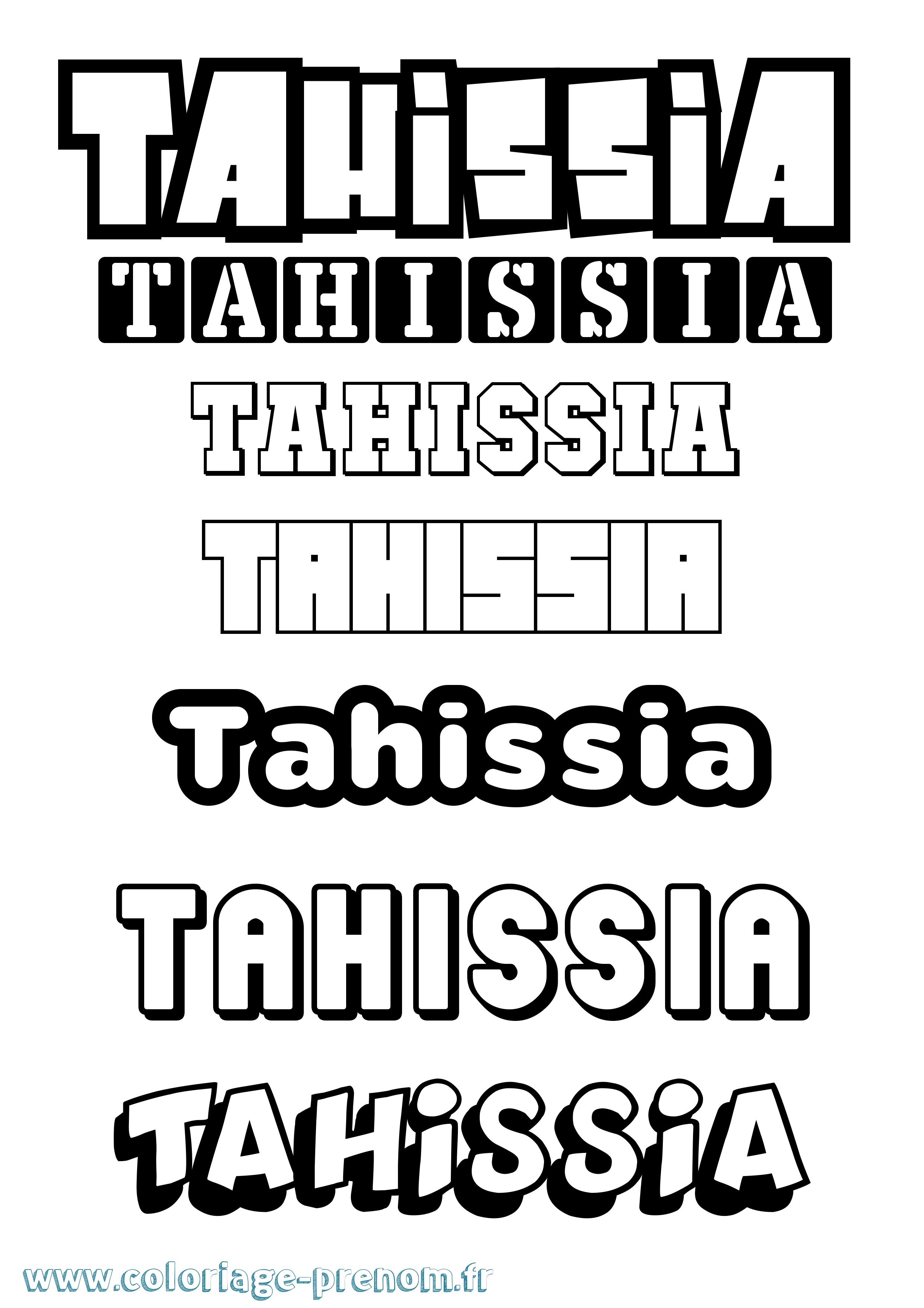 Coloriage Tahissia Simple Coloriage prénom Tahissia Simple