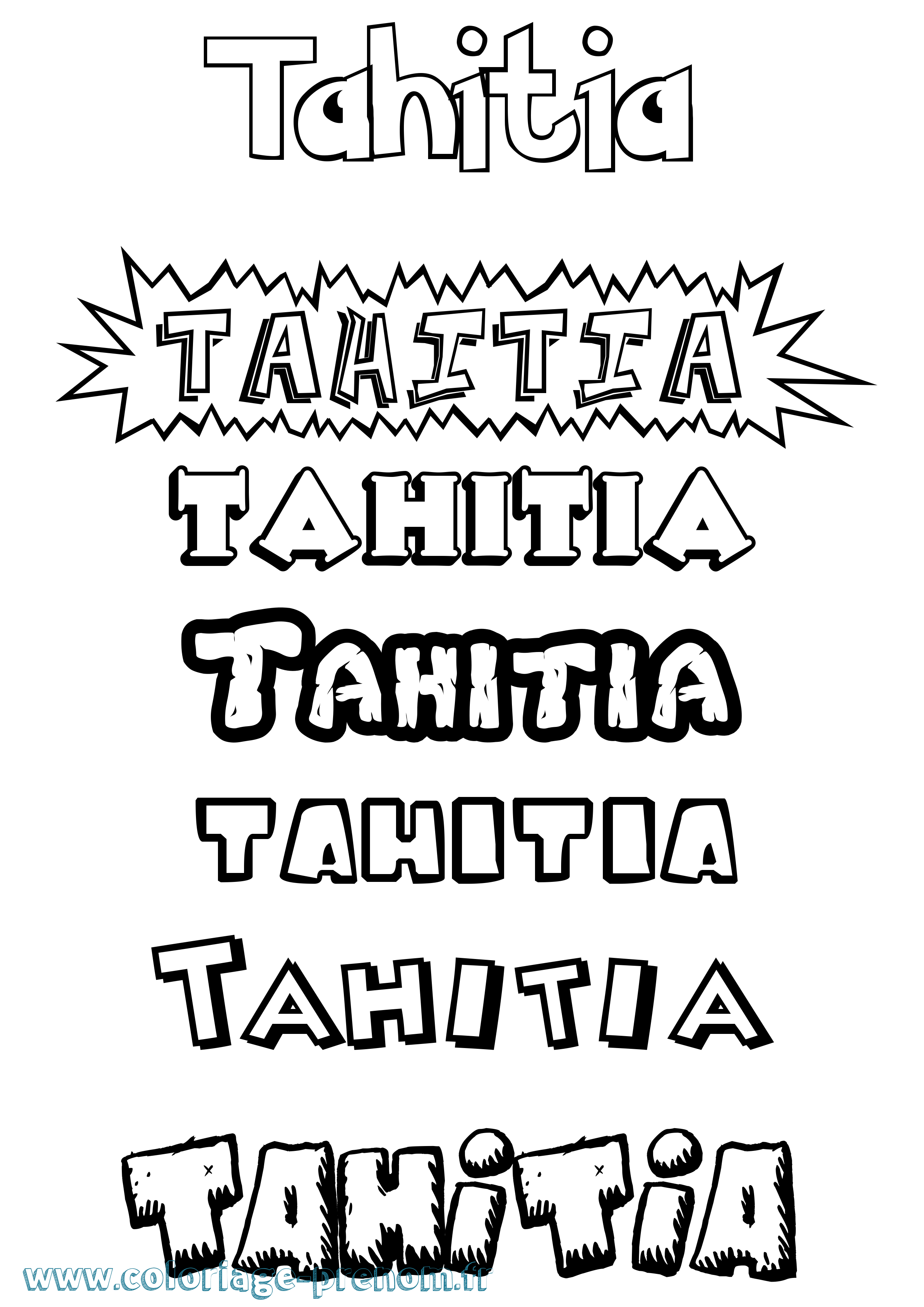 Coloriage Tahitia Dessin Animé Coloriage prénom Tahitia Dessin Animé